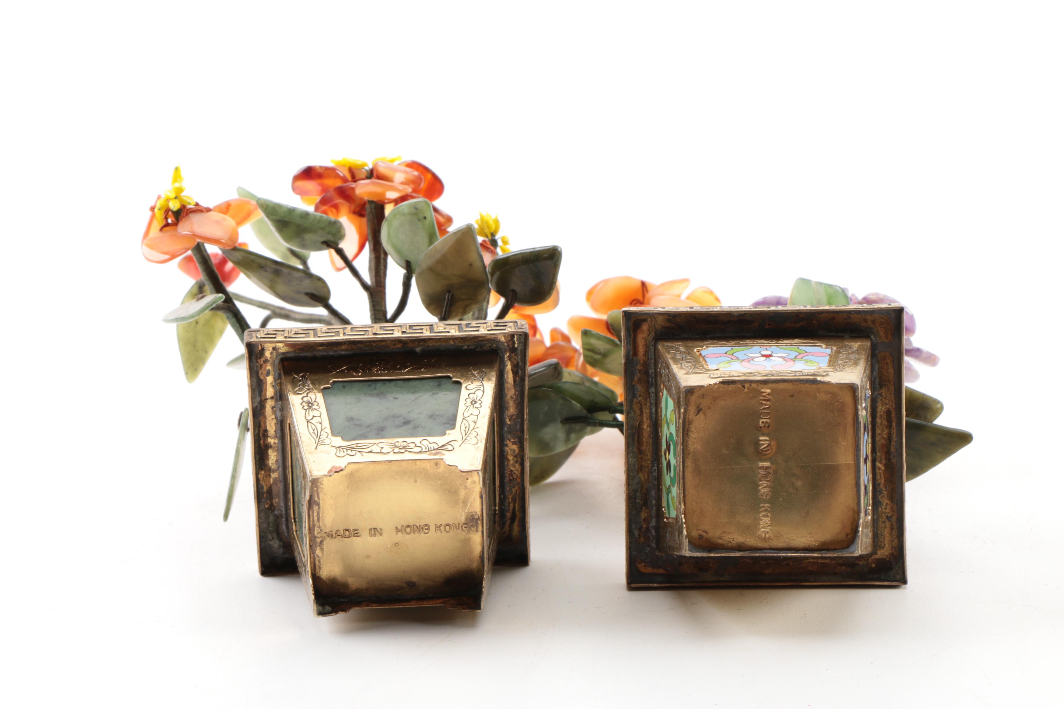 Asian Style Floral Ceramic Bonsai Decor