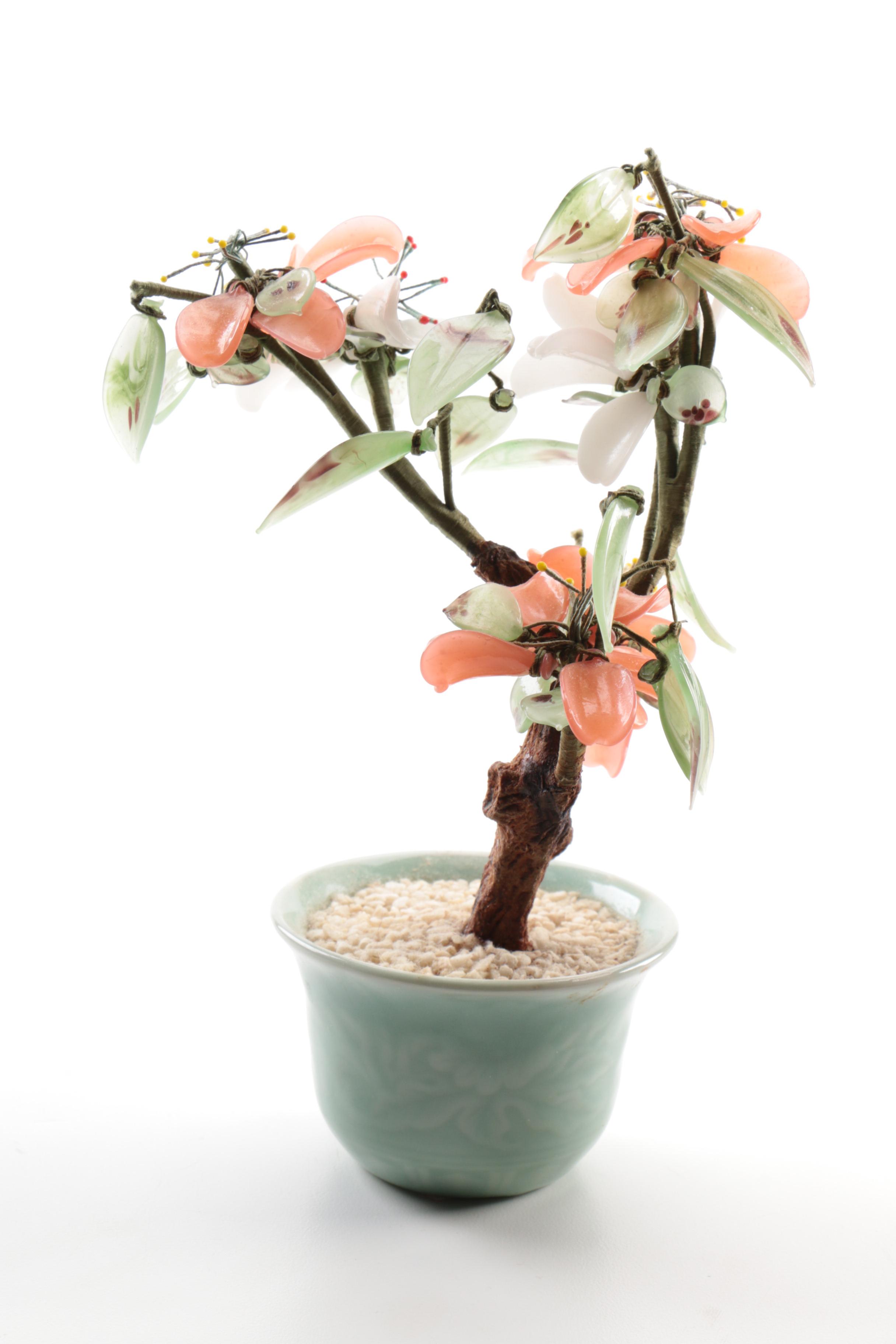 Asian Style Floral Ceramic Bonsai Decor