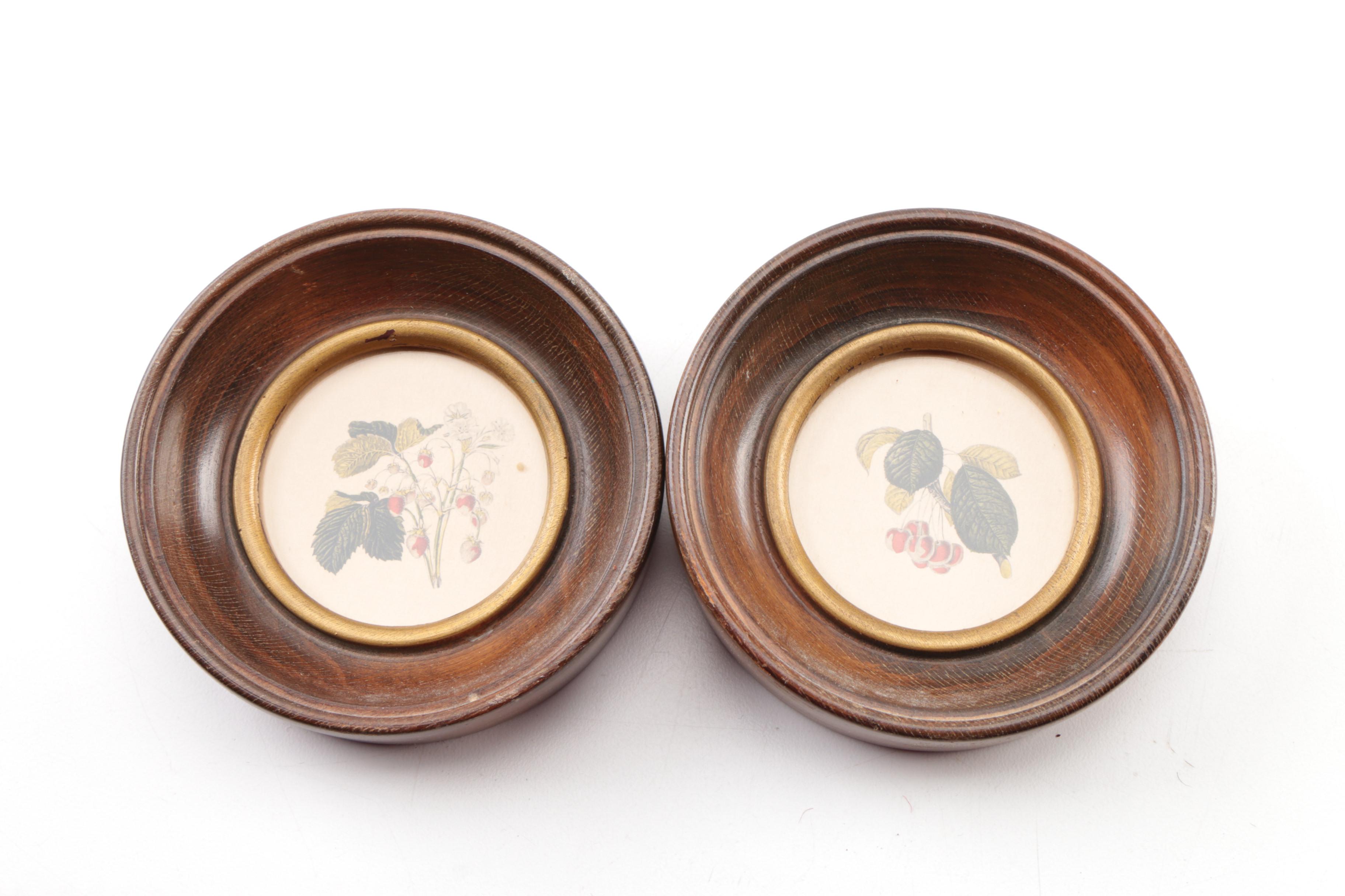 Painted Pictures in Round Wood Frames