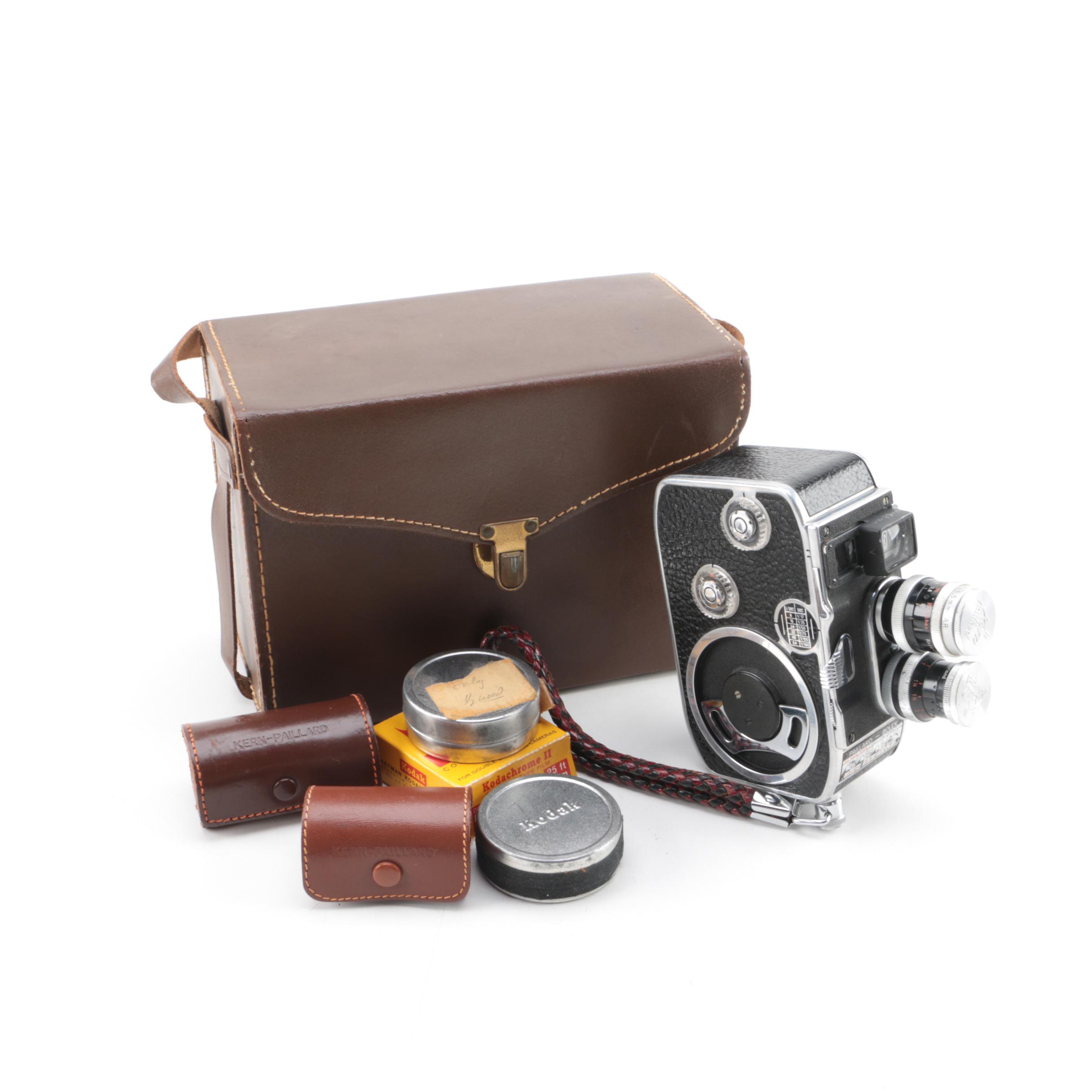 Vintage Paillard-Bolex B8 Movie Camera with Bag and Accessories