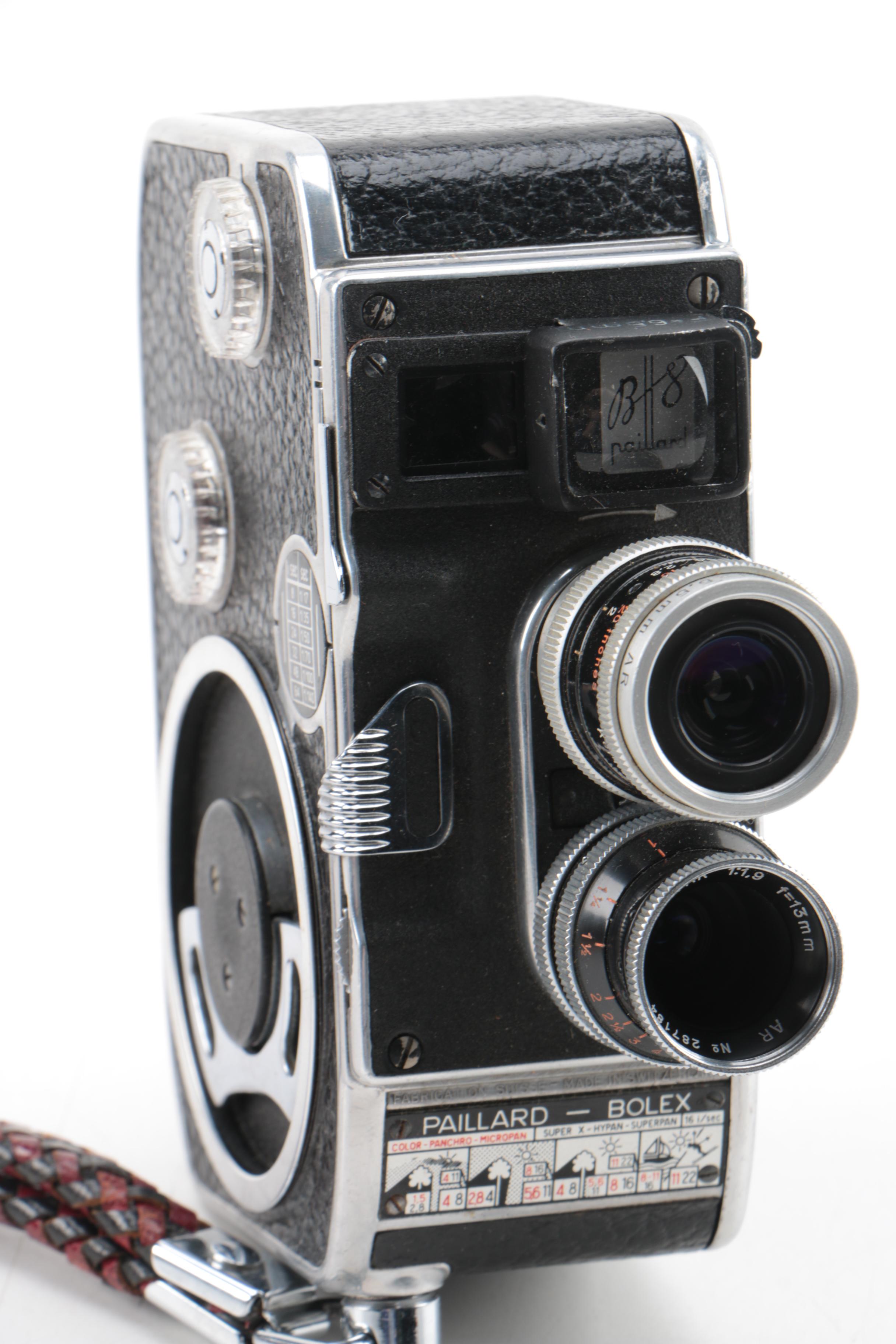 Vintage Paillard-Bolex B8 Movie Camera with Bag and Accessories