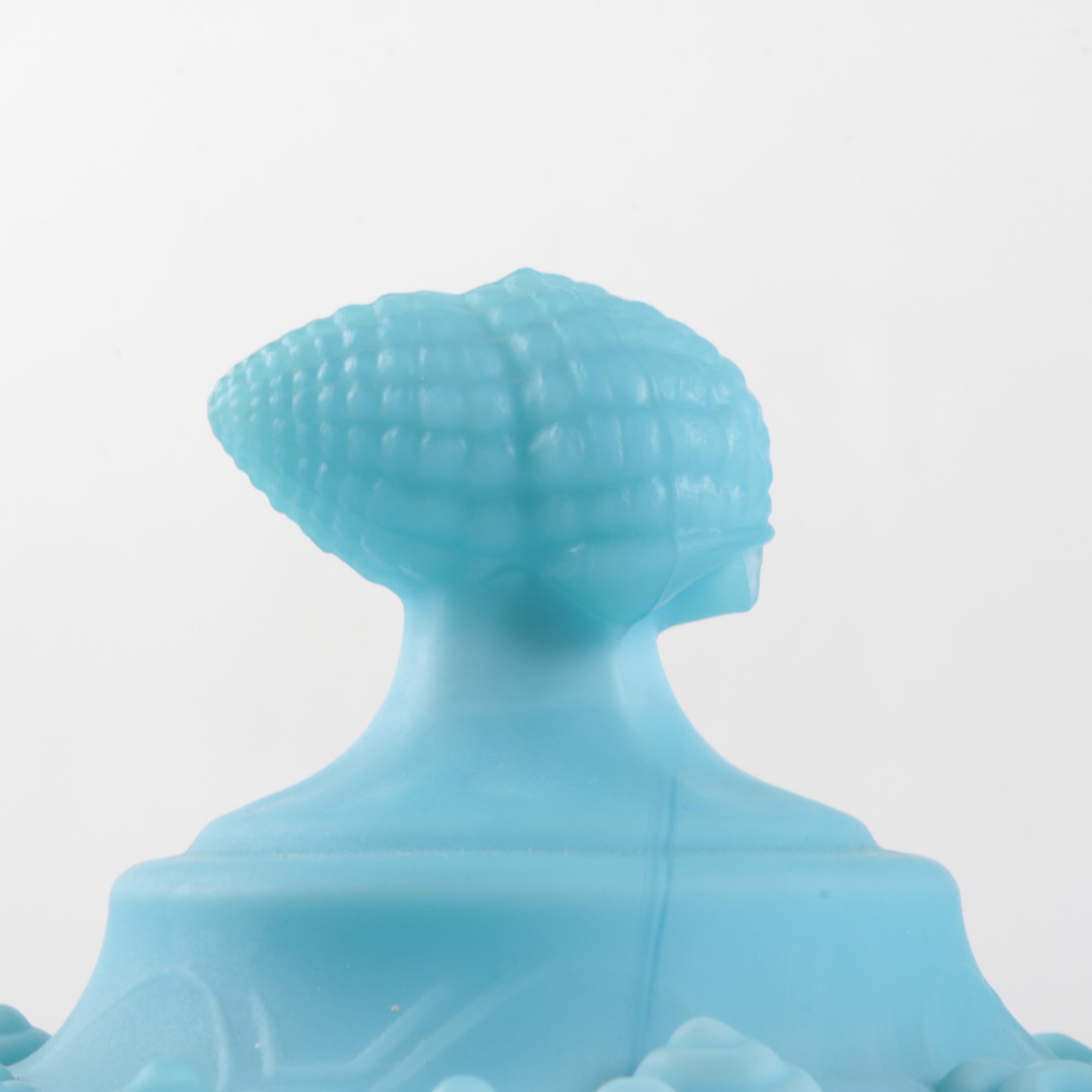 Vintage Westmoreland Dolphin Foot Argonaut Shell Blue Milk Glass Footed Bowl