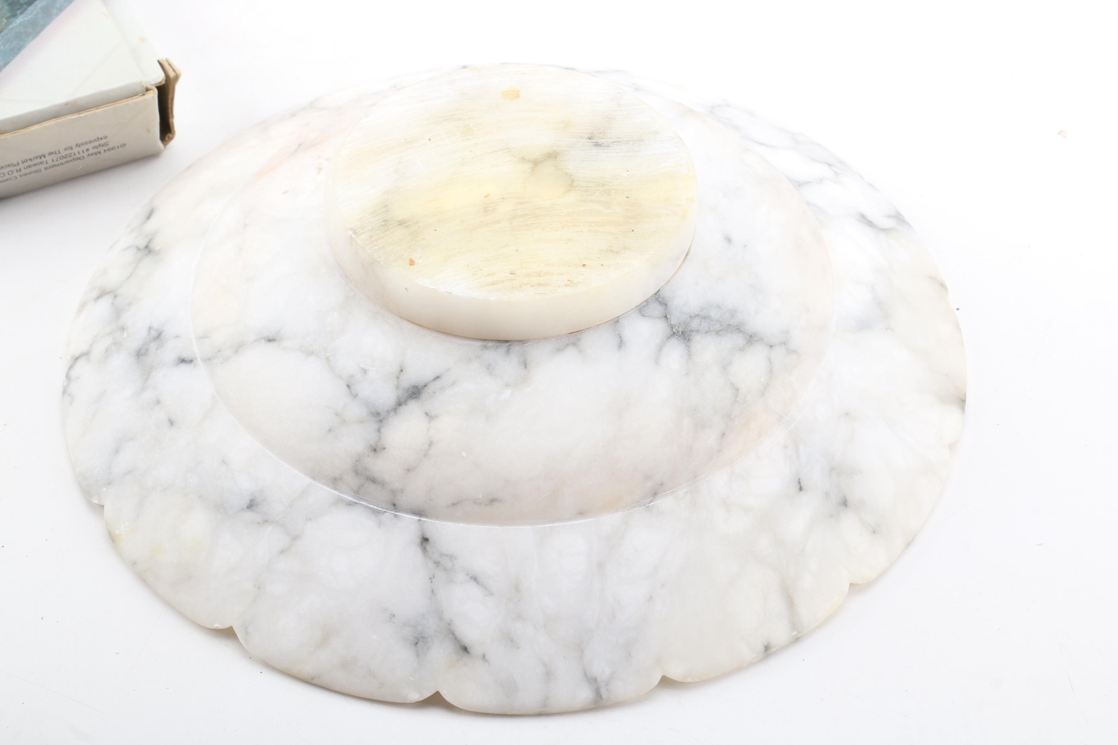 Marble Cheese Slicer and Alabaster Bowl