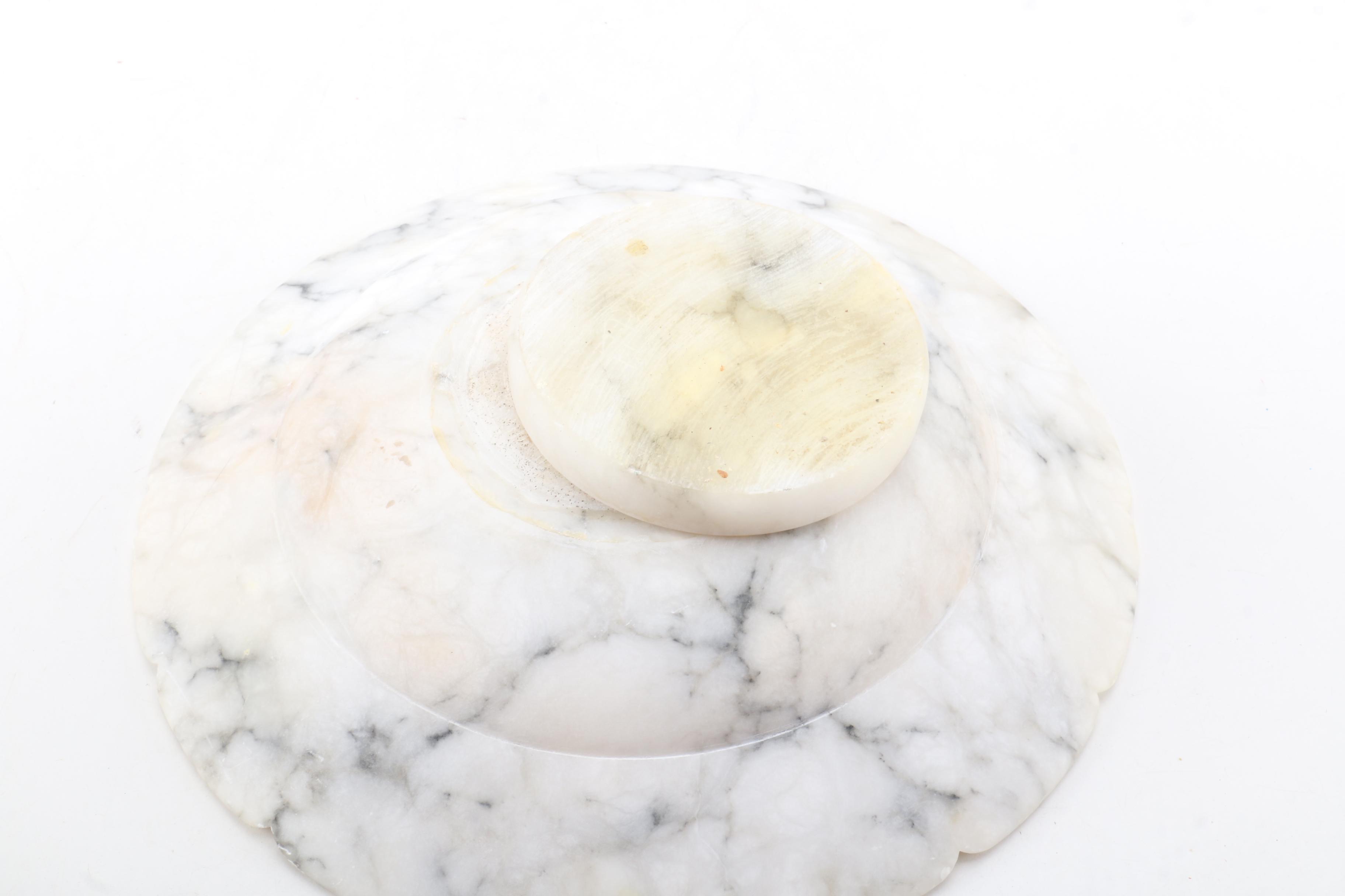 Marble Cheese Slicer and Alabaster Bowl