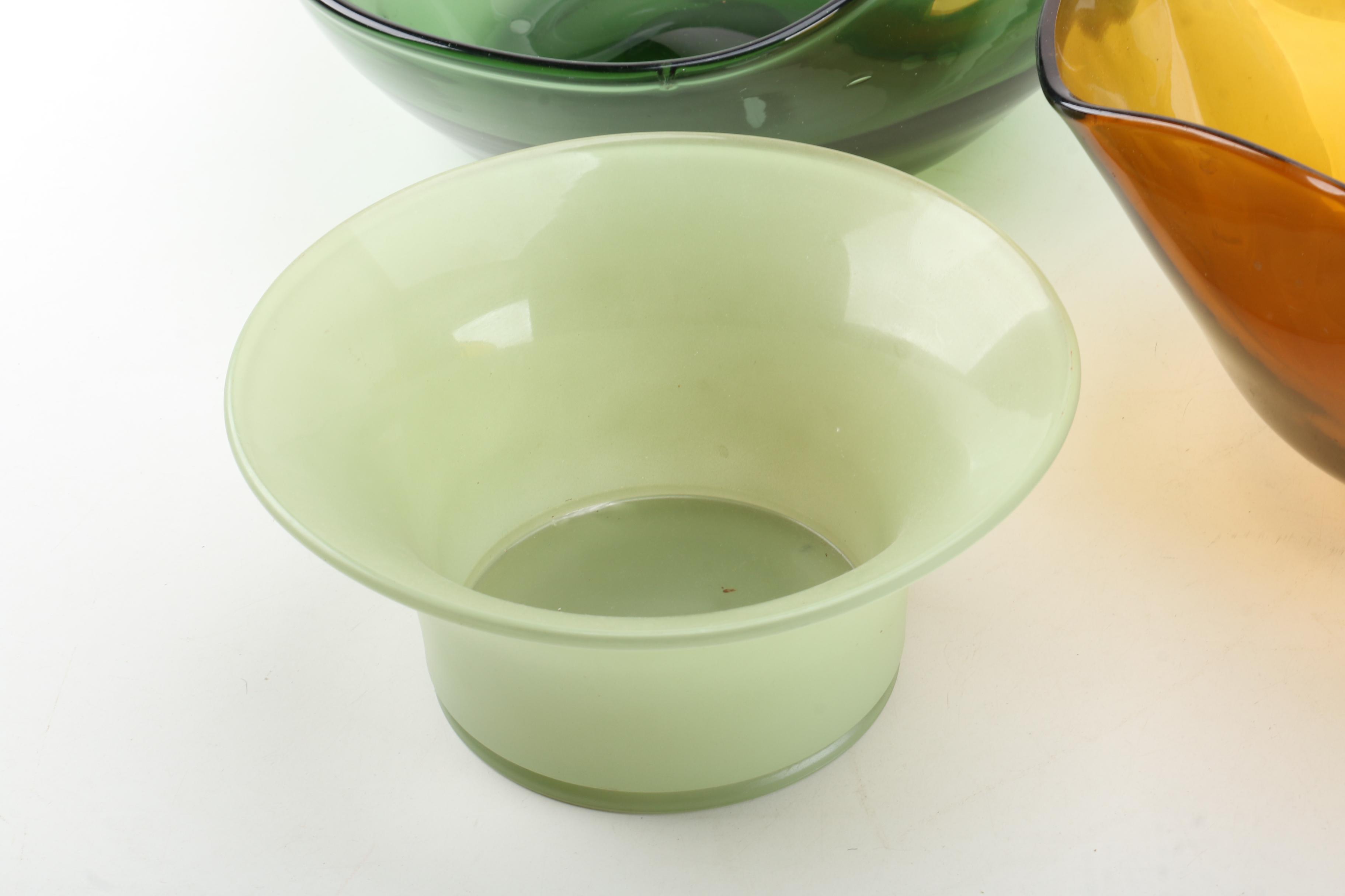 Anchor Hocking Amber Glass Bowl, Circa 1960, Hand Blown Glass Bowl