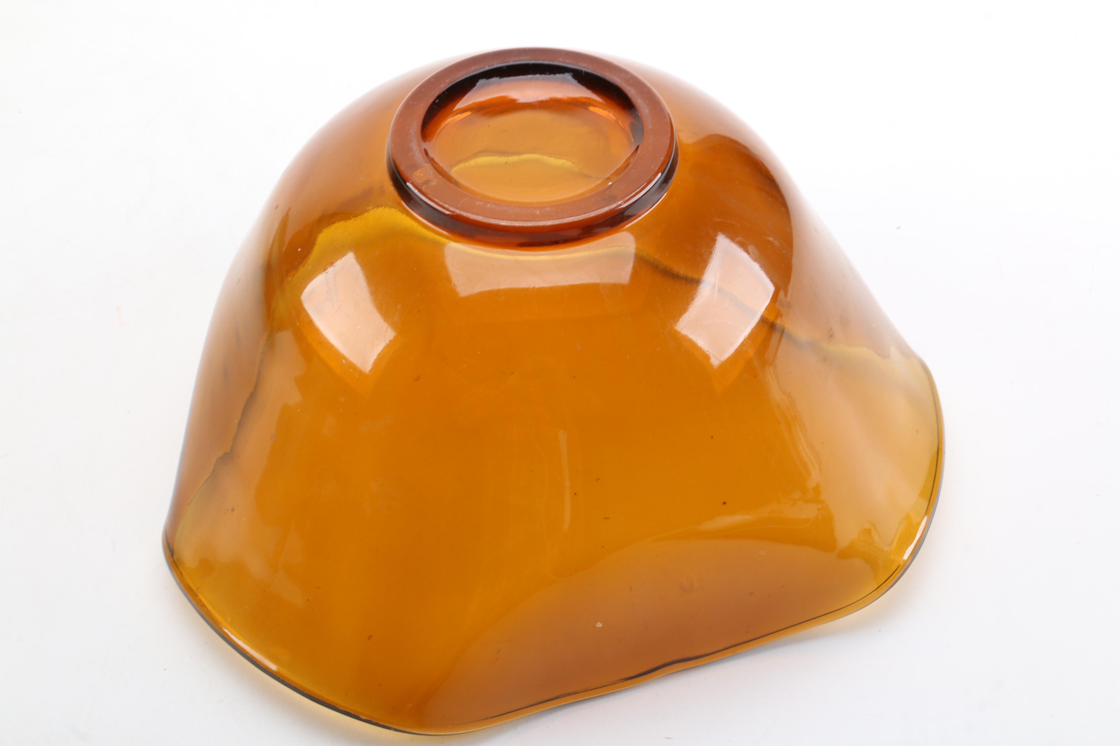 Anchor Hocking Amber Glass Bowl, Circa 1960, Hand Blown Glass Bowl