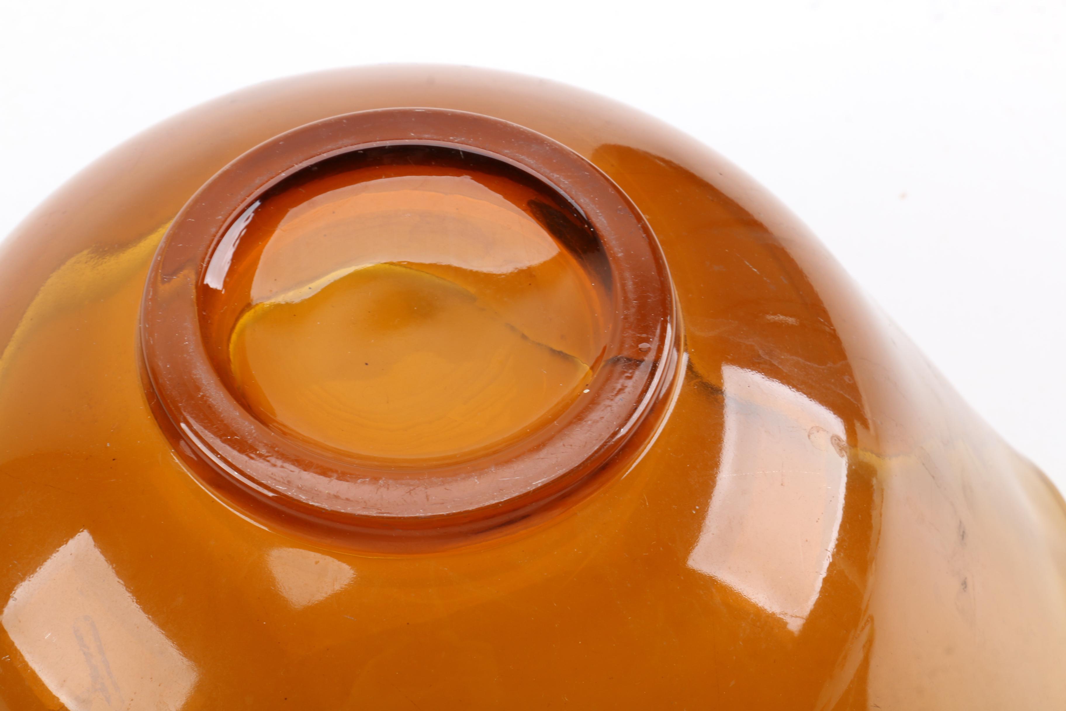 Anchor Hocking Amber Glass Bowl, Circa 1960, Hand Blown Glass Bowl