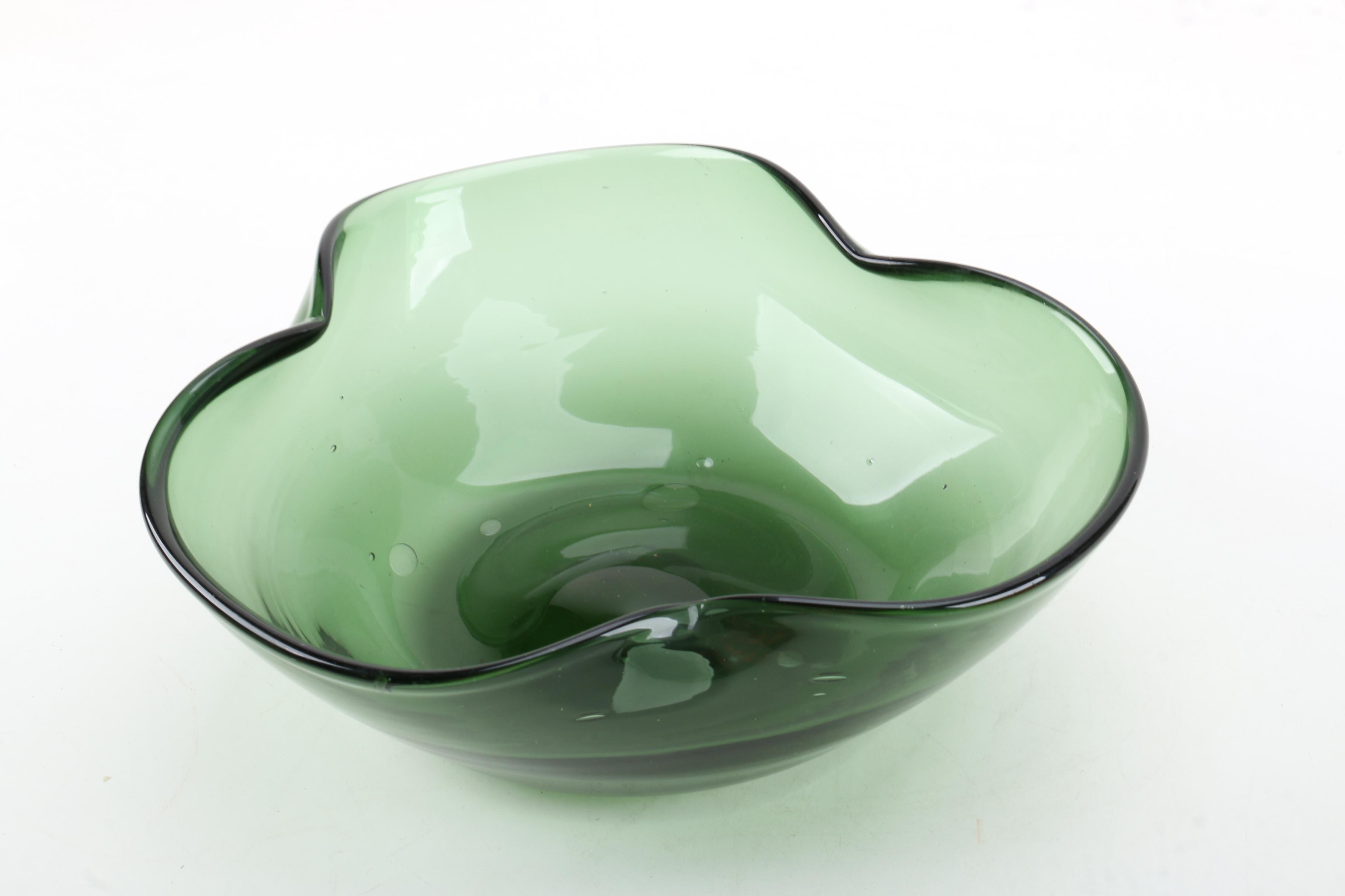 Anchor Hocking Amber Glass Bowl, Circa 1960, Hand Blown Glass Bowl