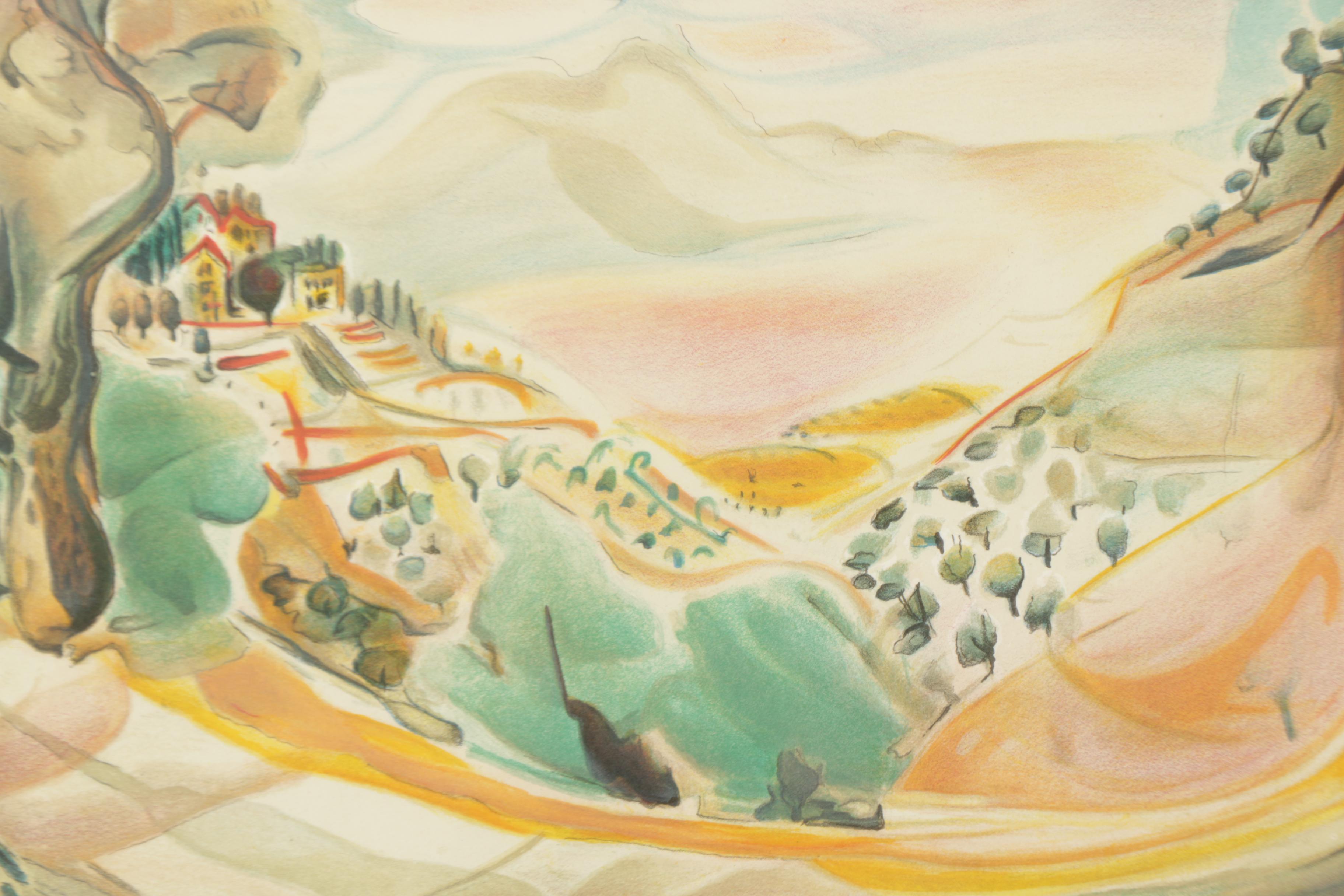 Serigraph Reproduction after Nahum Gutman "Galilee Landscape"