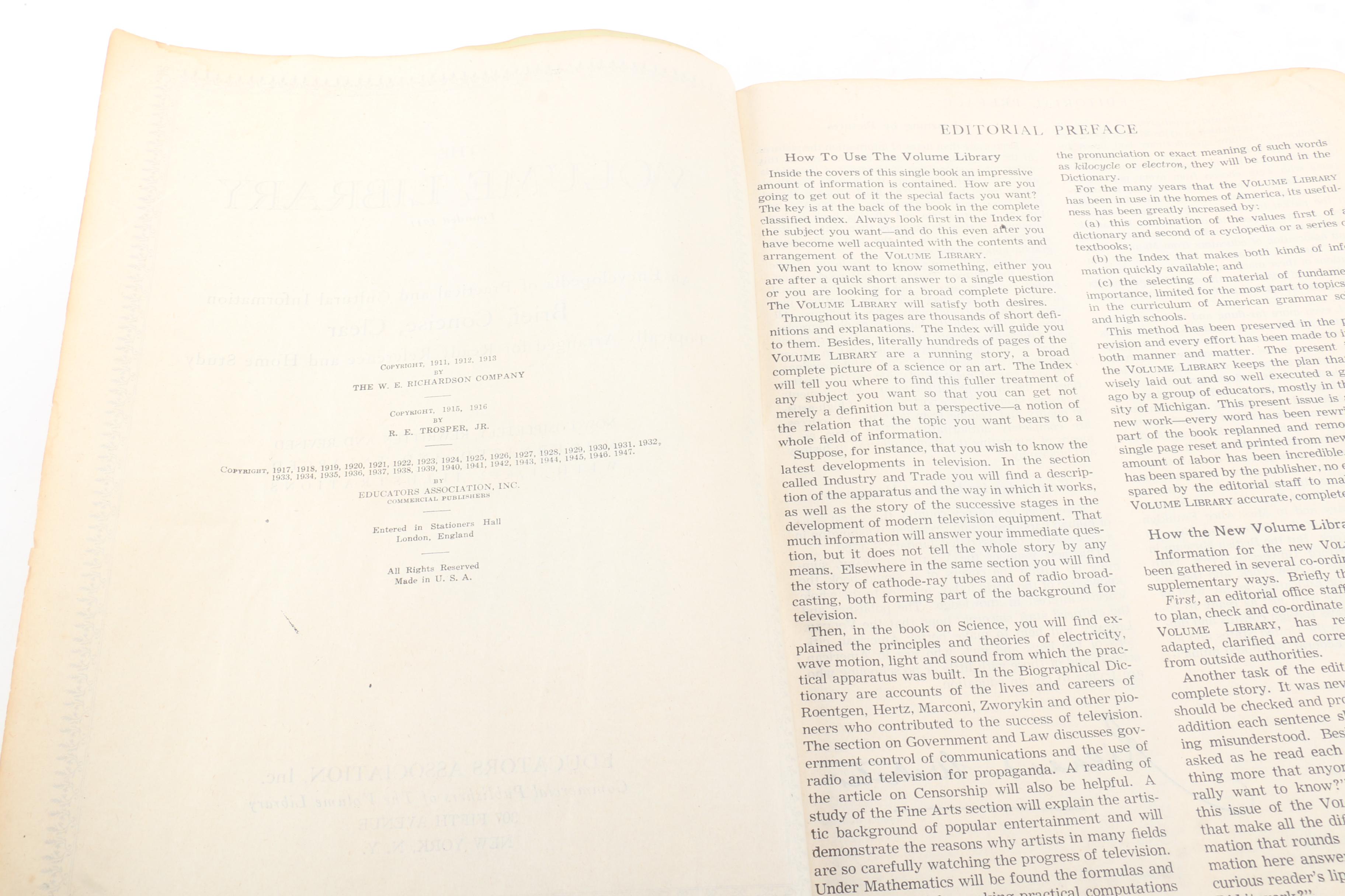 1947 "The Volume Library" Encyclopedia