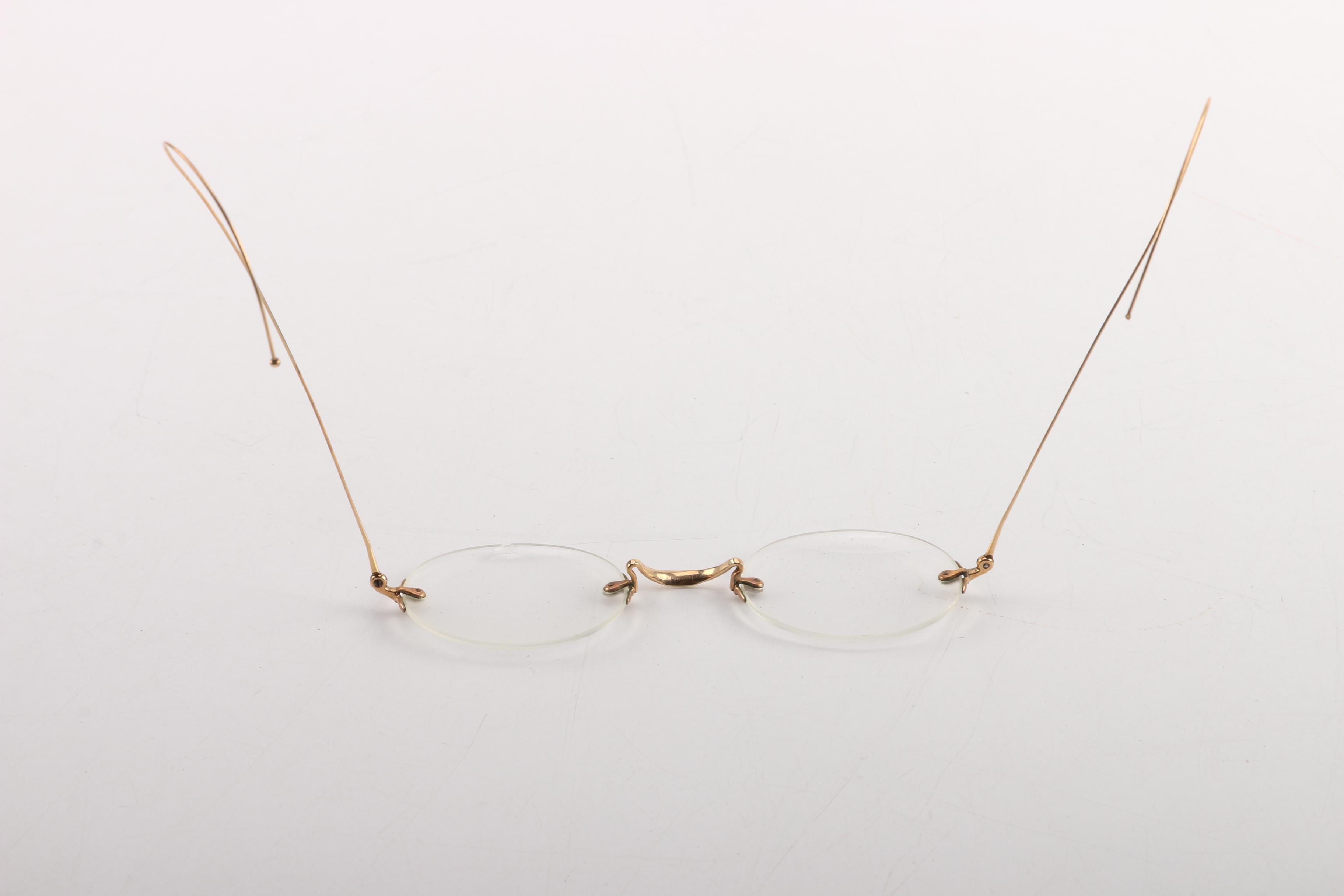 Vintage Frameless Eyeglasses In Case