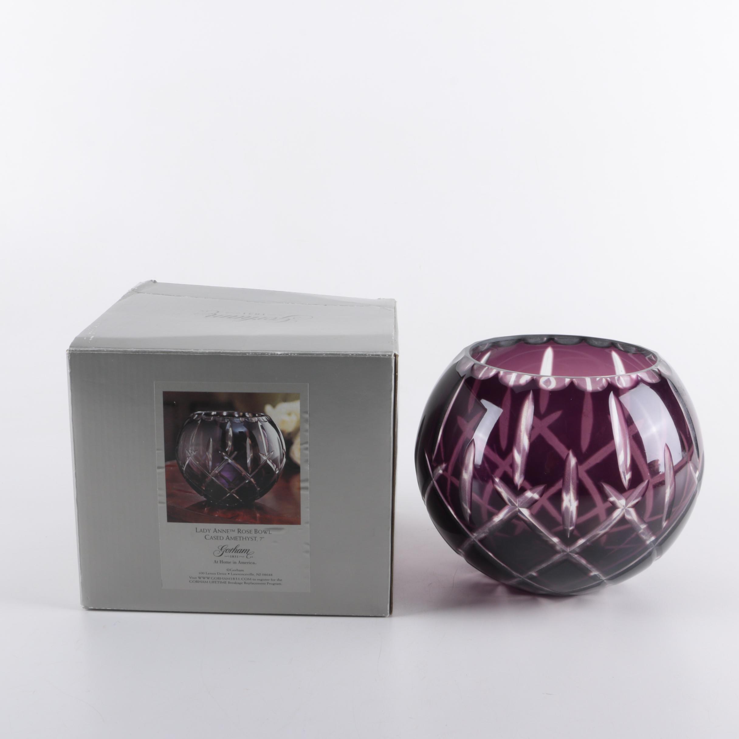 Gorham "Lady Anne" Amethyst Cased Crystal Rose Bowl