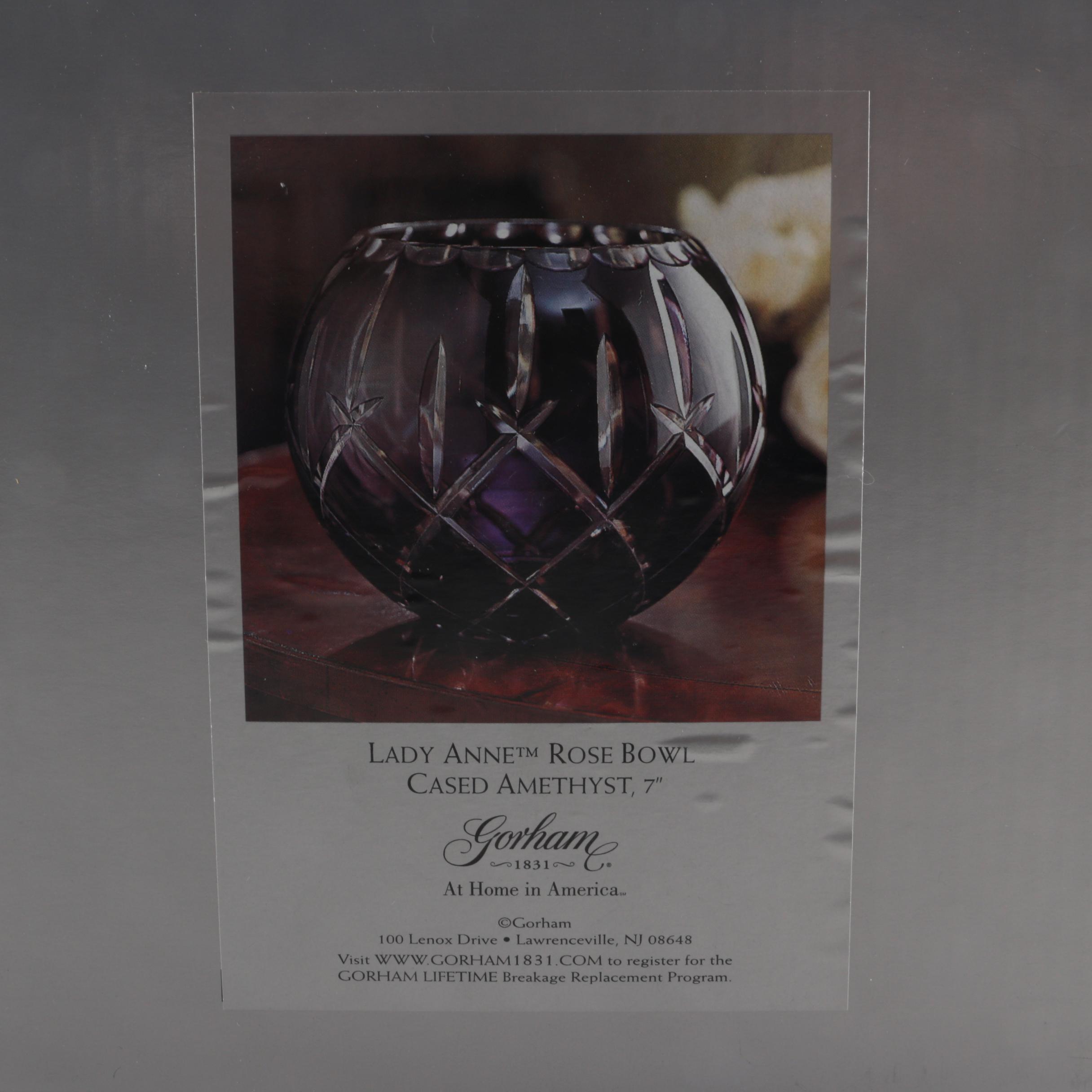 Gorham "Lady Anne" Amethyst Cased Crystal Rose Bowl