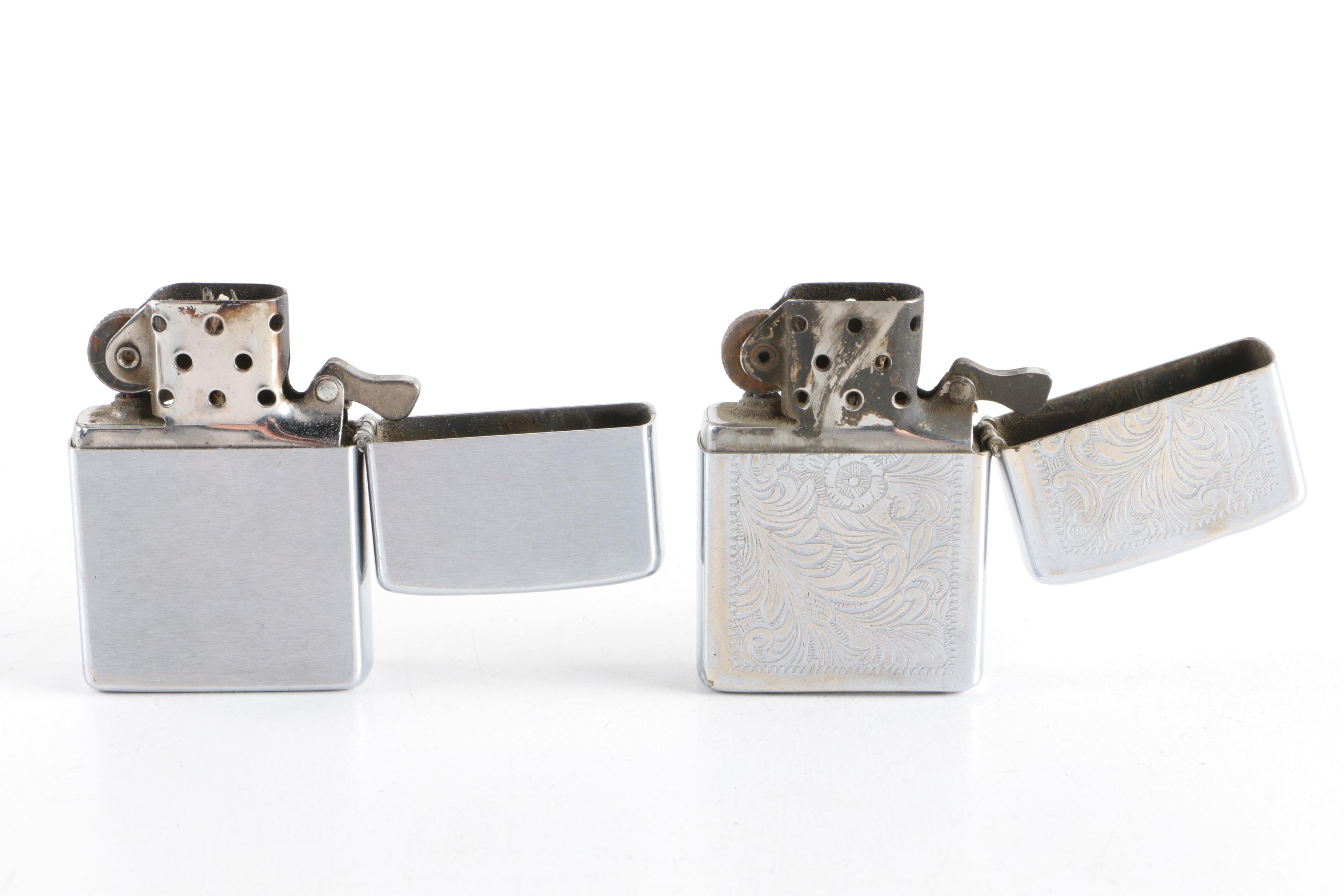 Vintage Zippo Flip Lighters, Zippo Tape Measure and Ronson Lighter