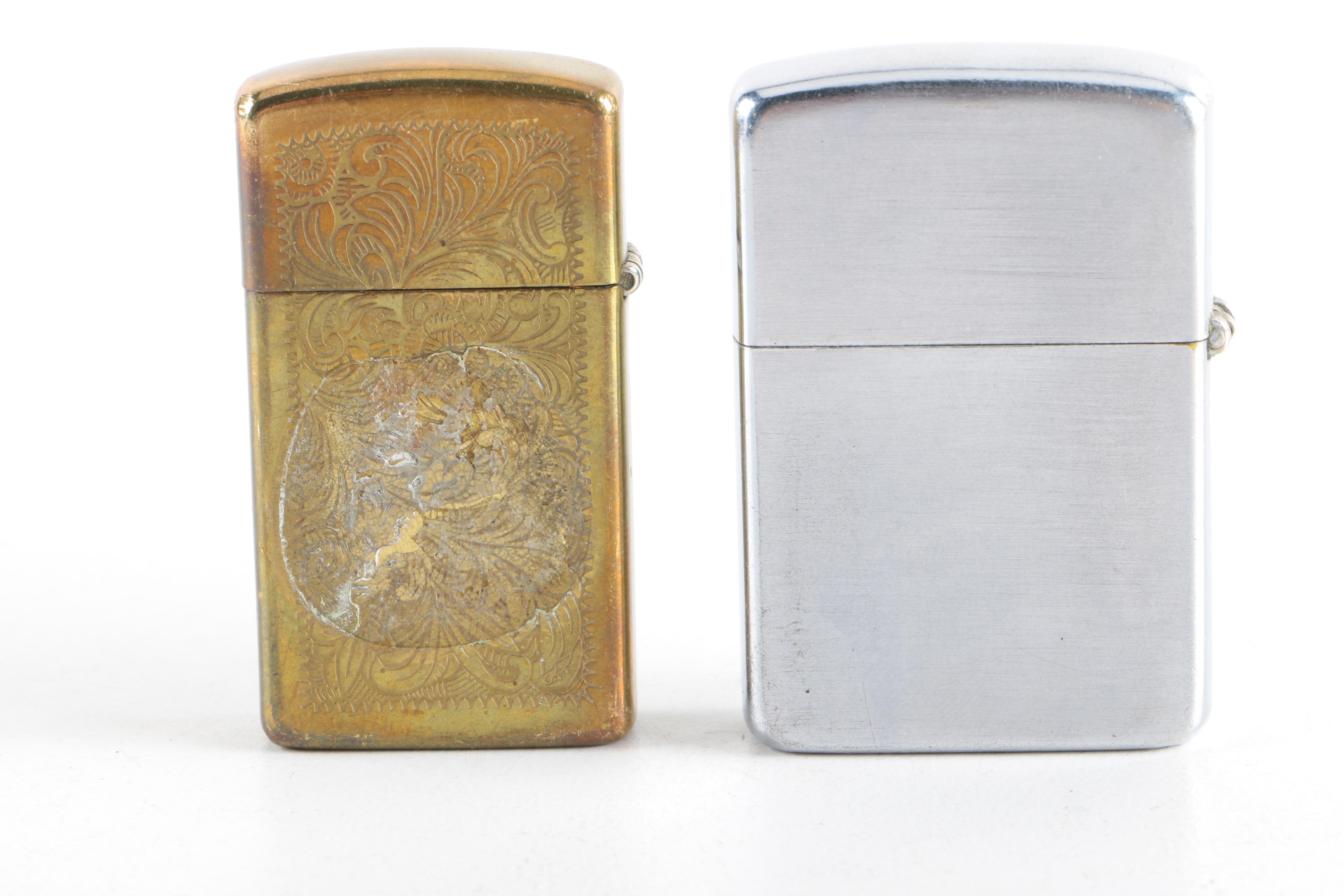 Vintage Zippo Flip Lighters, Zippo Tape Measure and Ronson Lighter