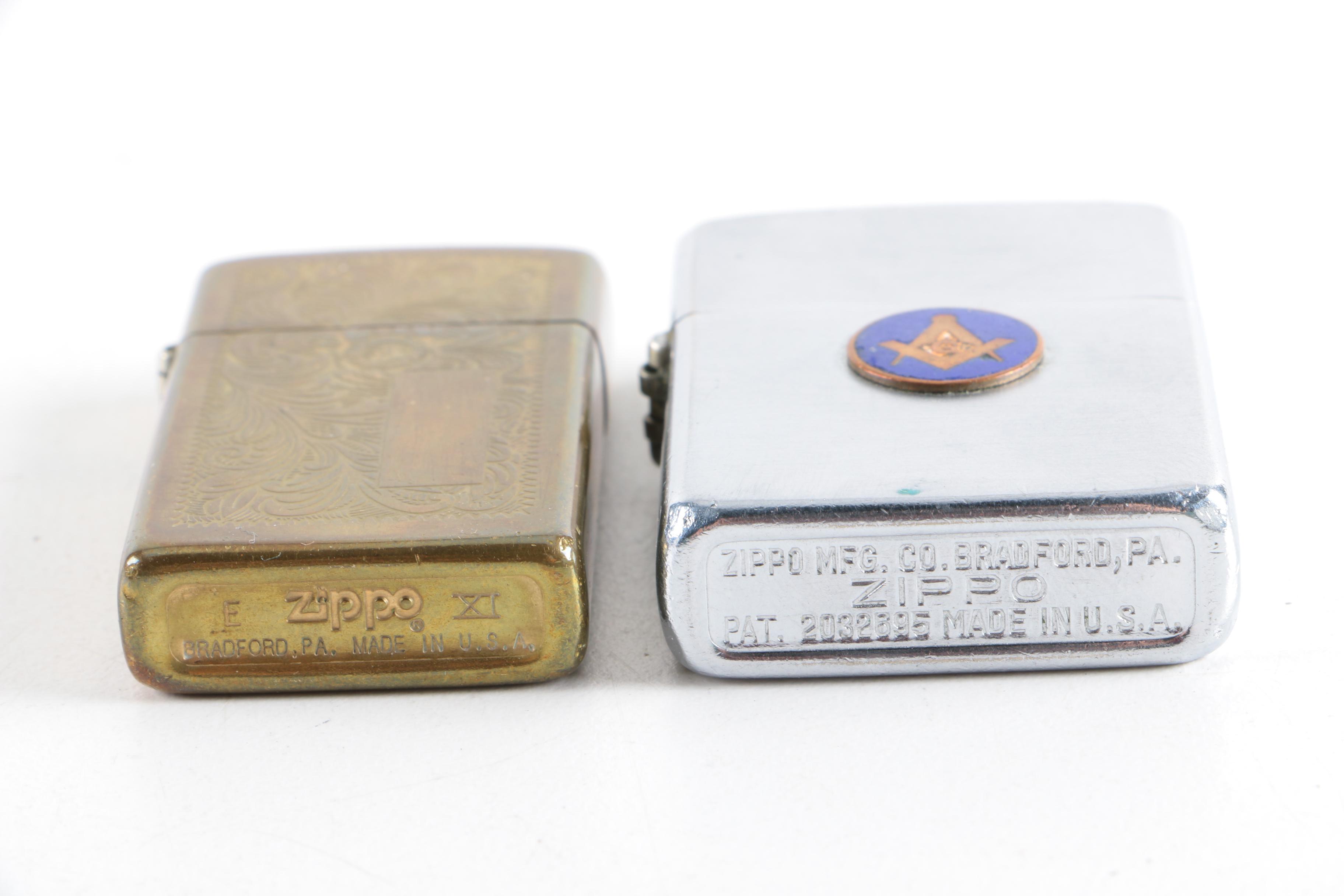 Vintage Zippo Flip Lighters, Zippo Tape Measure and Ronson Lighter