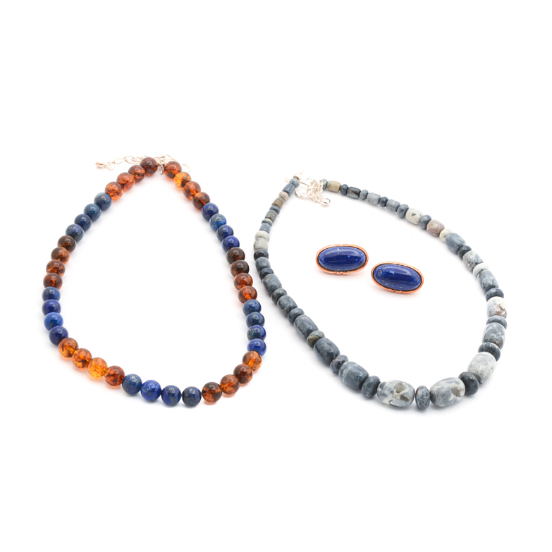 Sterling Silver Necklaces and Copper Earring by Jay King