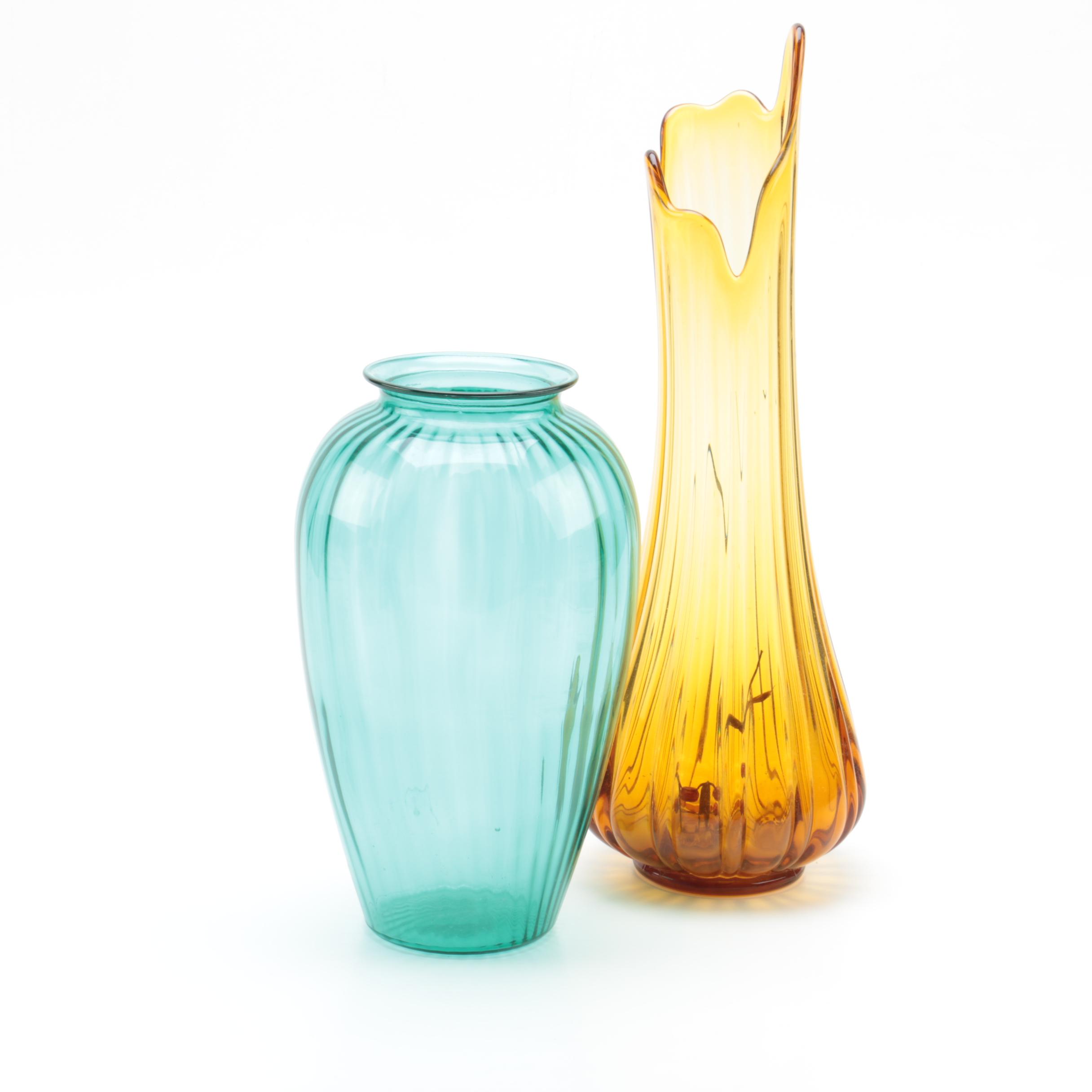 Anchor Hocking and Swung Amber Glass Vases