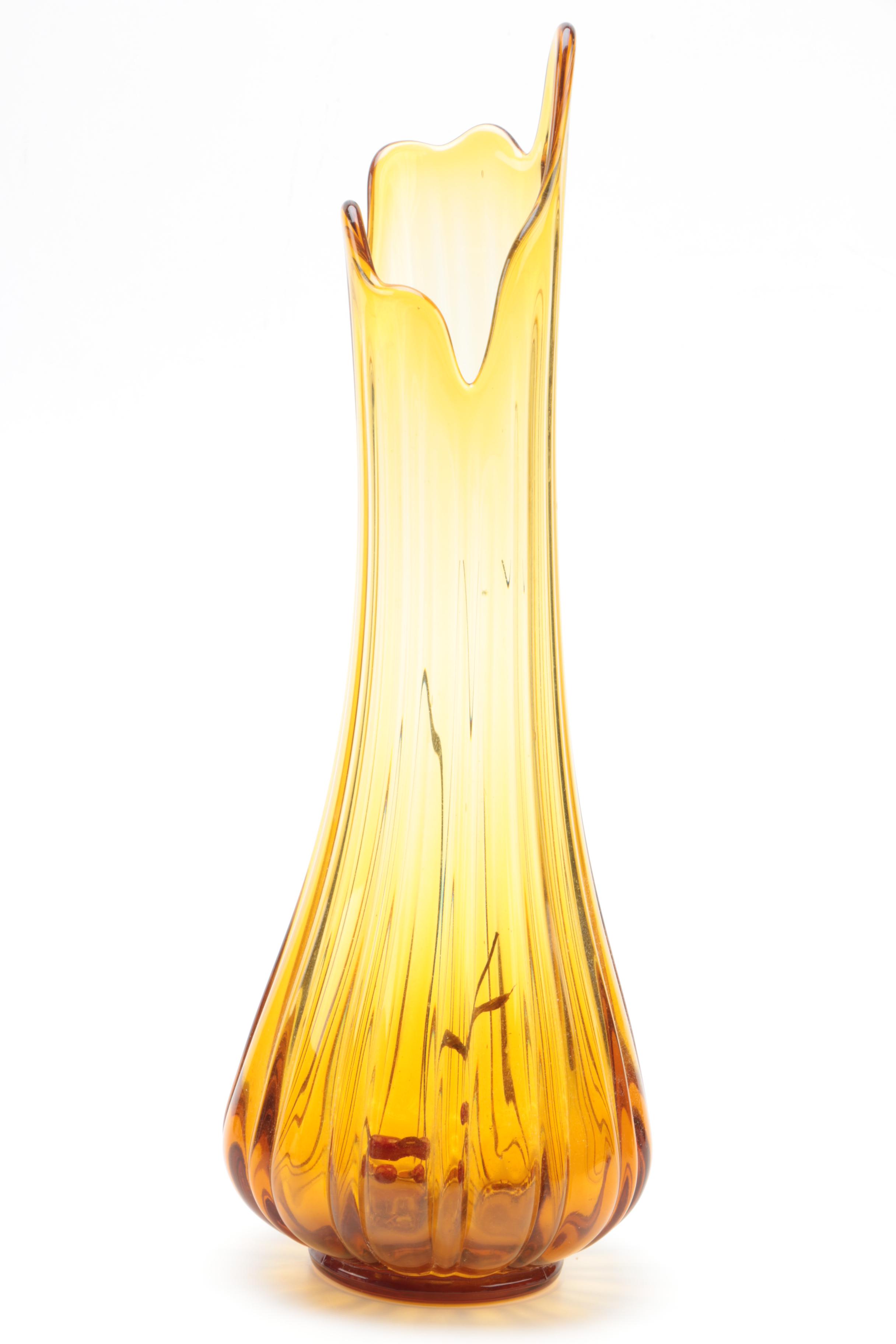 Anchor Hocking and Swung Amber Glass Vases