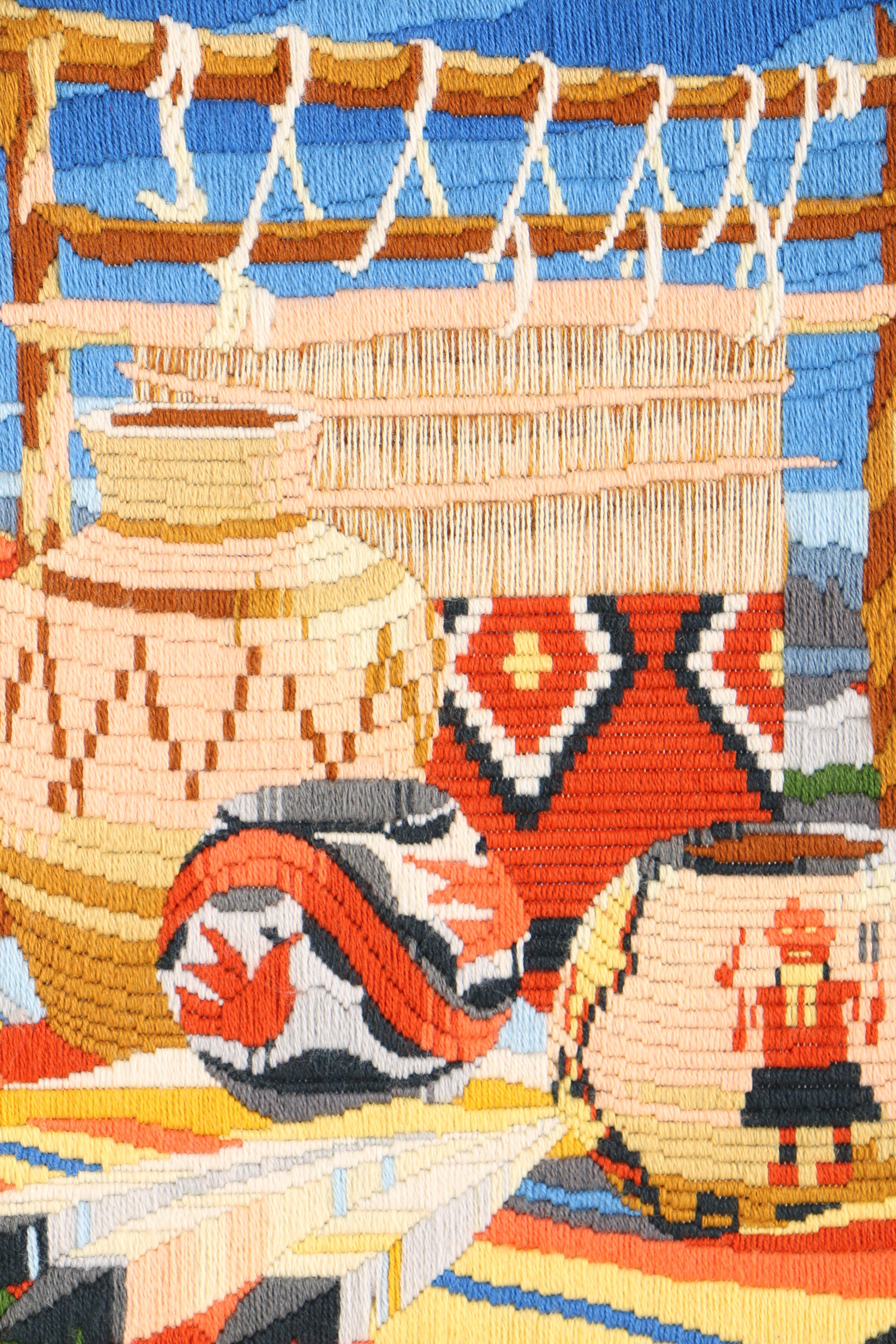 Long-Stitch Needlepoint of Native American Crafts