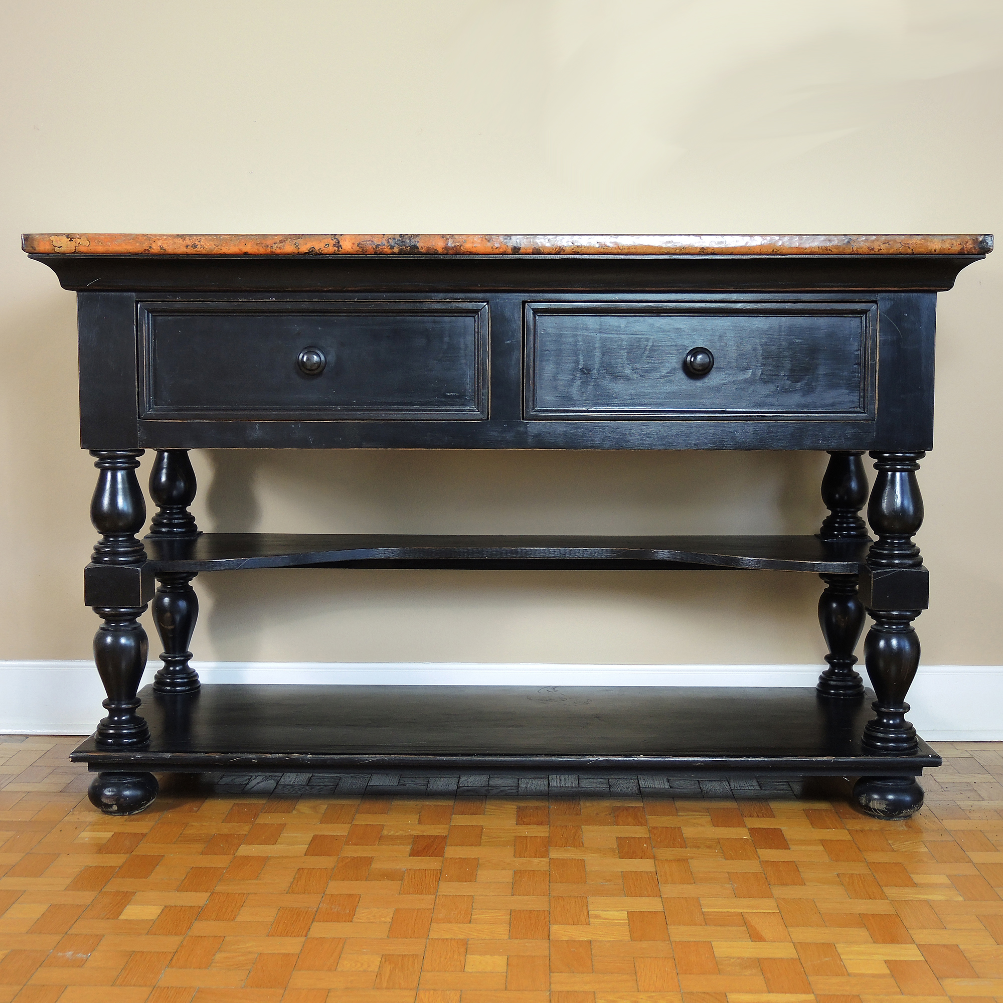 Arhaus Cobrizo Hammered Copper Top Black Sideboard