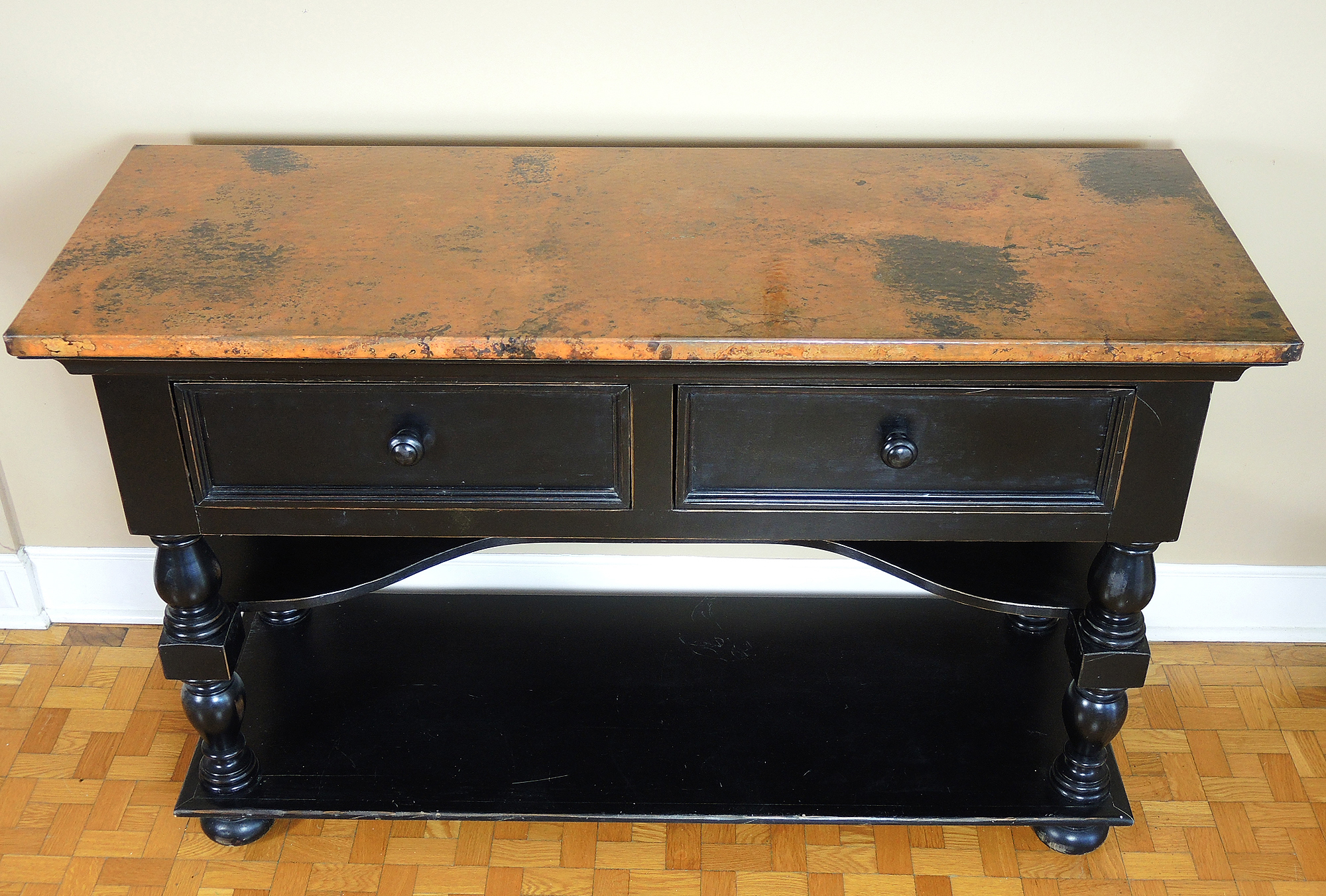 Arhaus Cobrizo Hammered Copper Top Black Sideboard