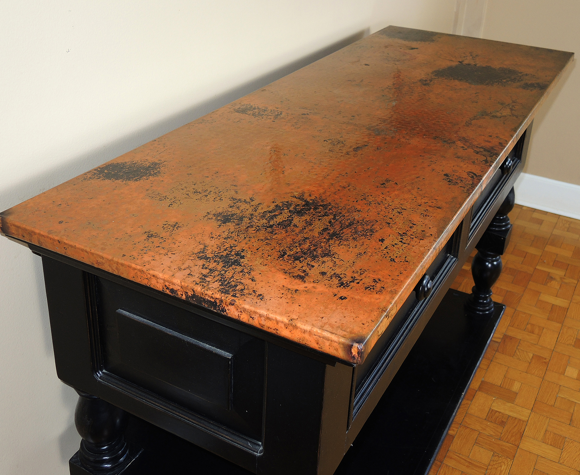 Arhaus Cobrizo Hammered Copper Top Black Sideboard