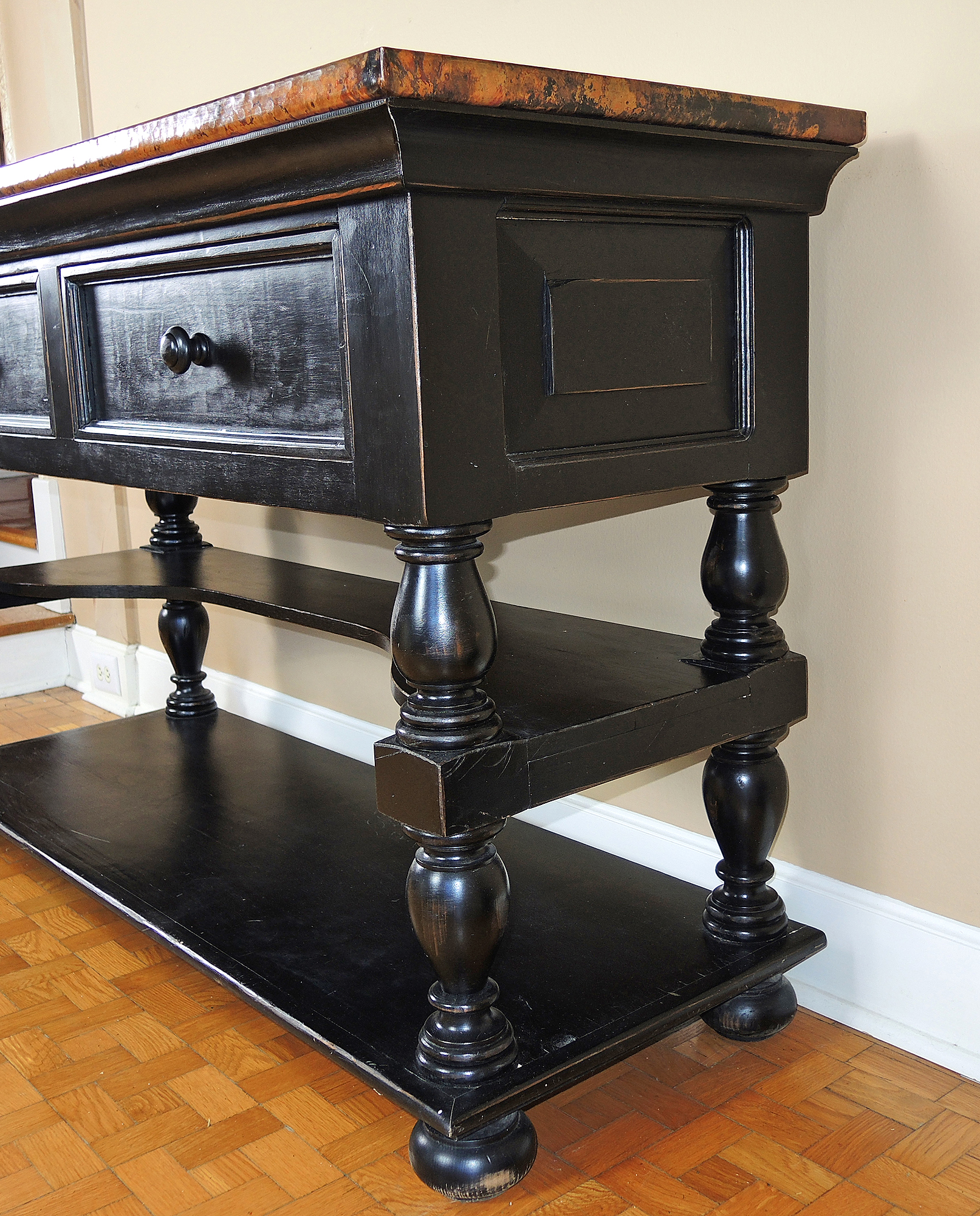 Arhaus Cobrizo Hammered Copper Top Black Sideboard