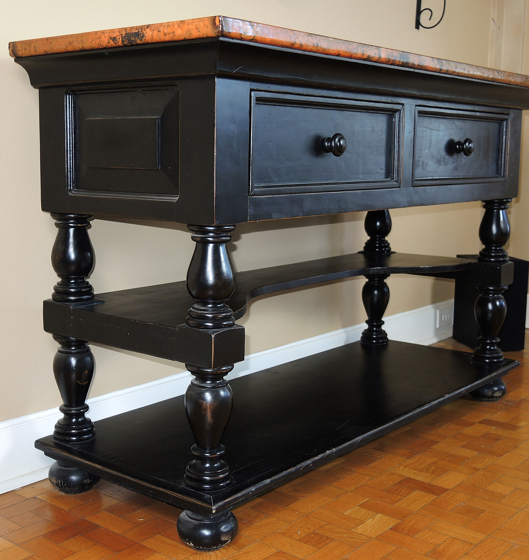 Arhaus Cobrizo Hammered Copper Top Black Sideboard