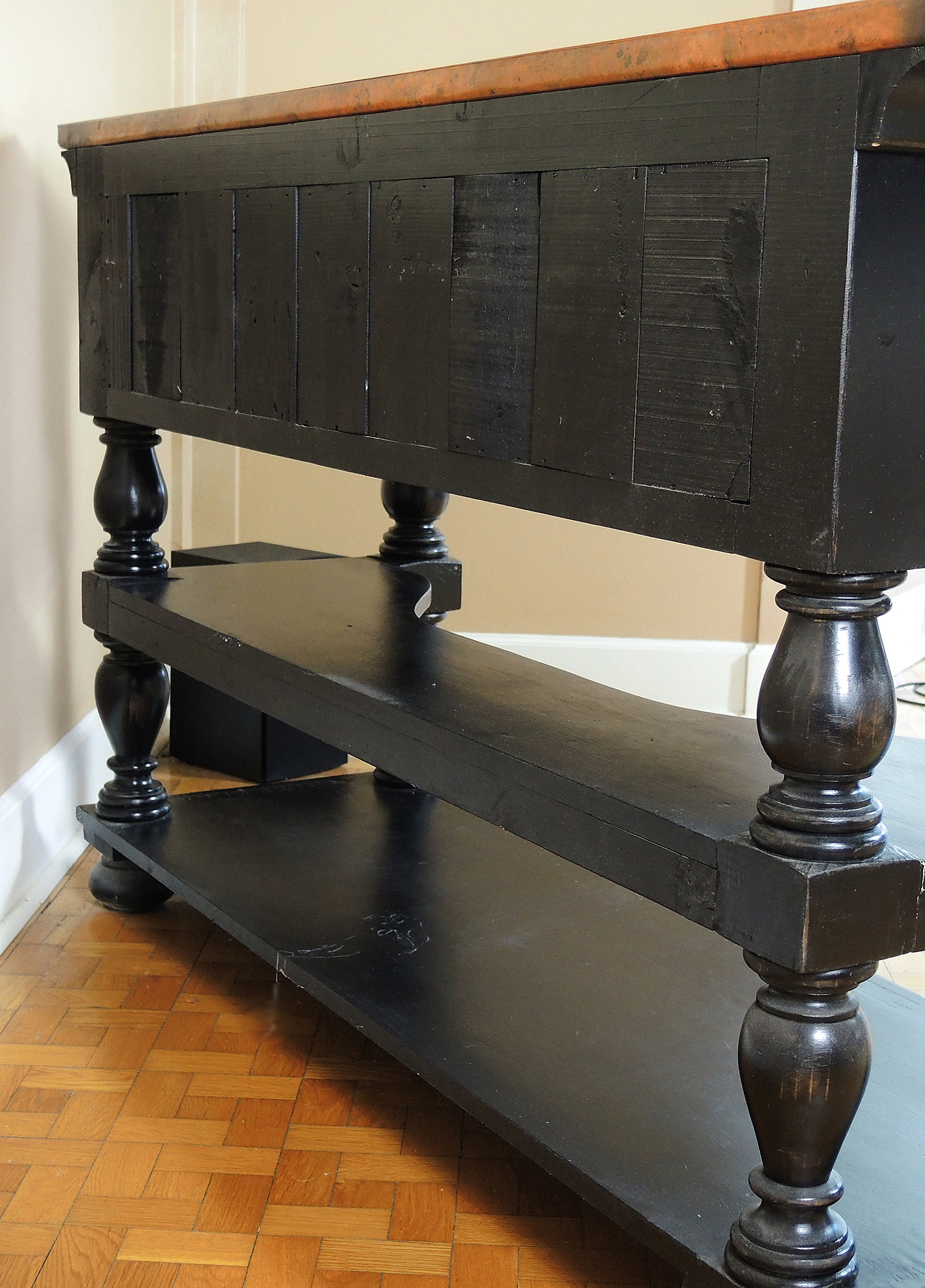 Arhaus Cobrizo Hammered Copper Top Black Sideboard