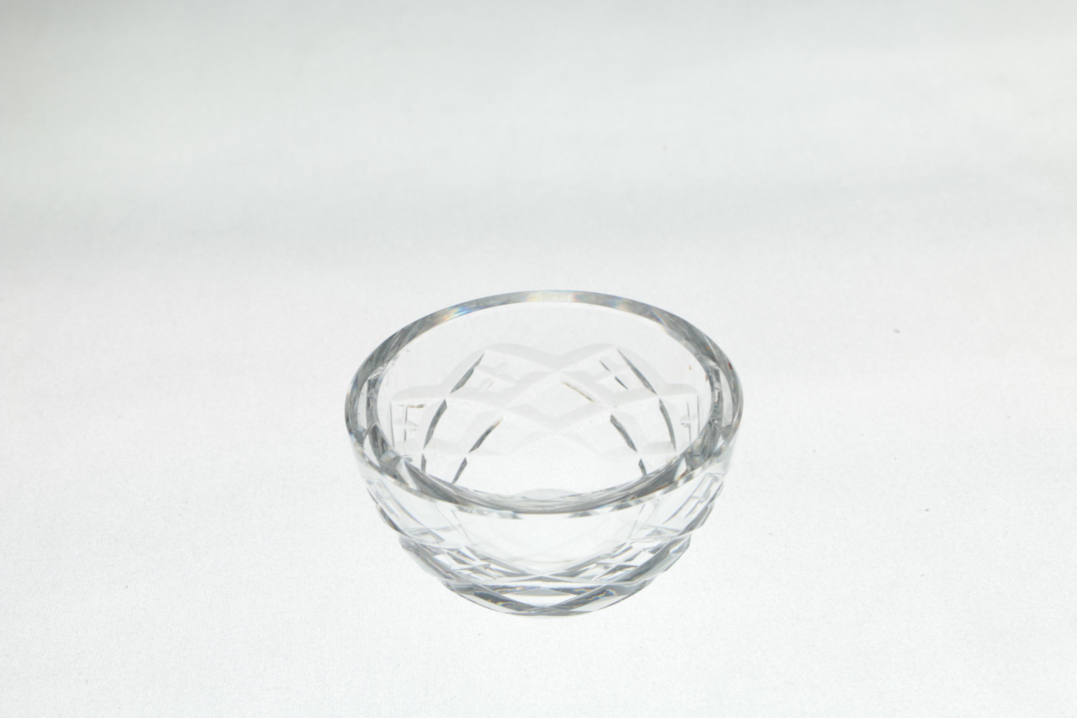 Waterford Crystal Mini Creamer and Open Sugar Bowl with Crystal Tray
