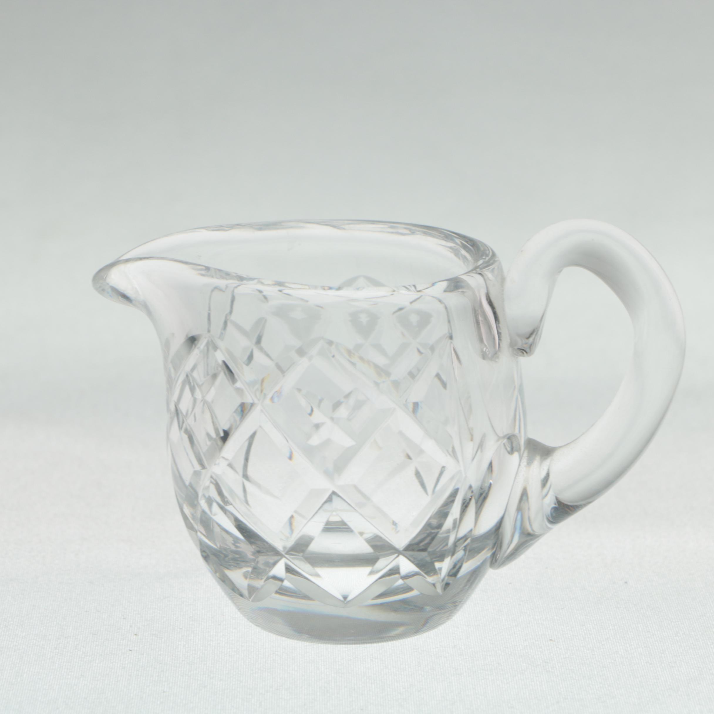 Waterford Crystal Mini Creamer and Open Sugar Bowl with Crystal Tray