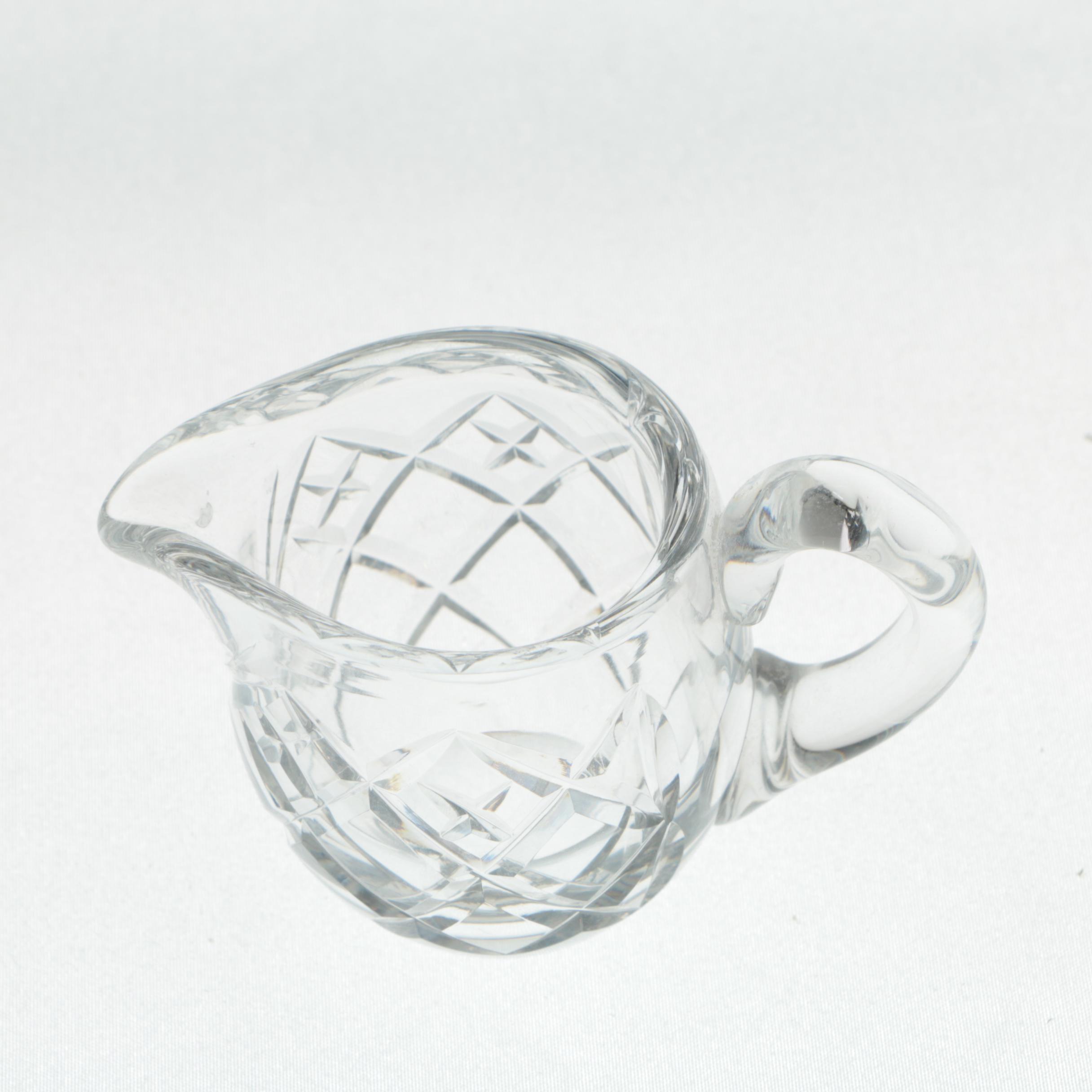 Waterford Crystal Mini Creamer and Open Sugar Bowl with Crystal Tray