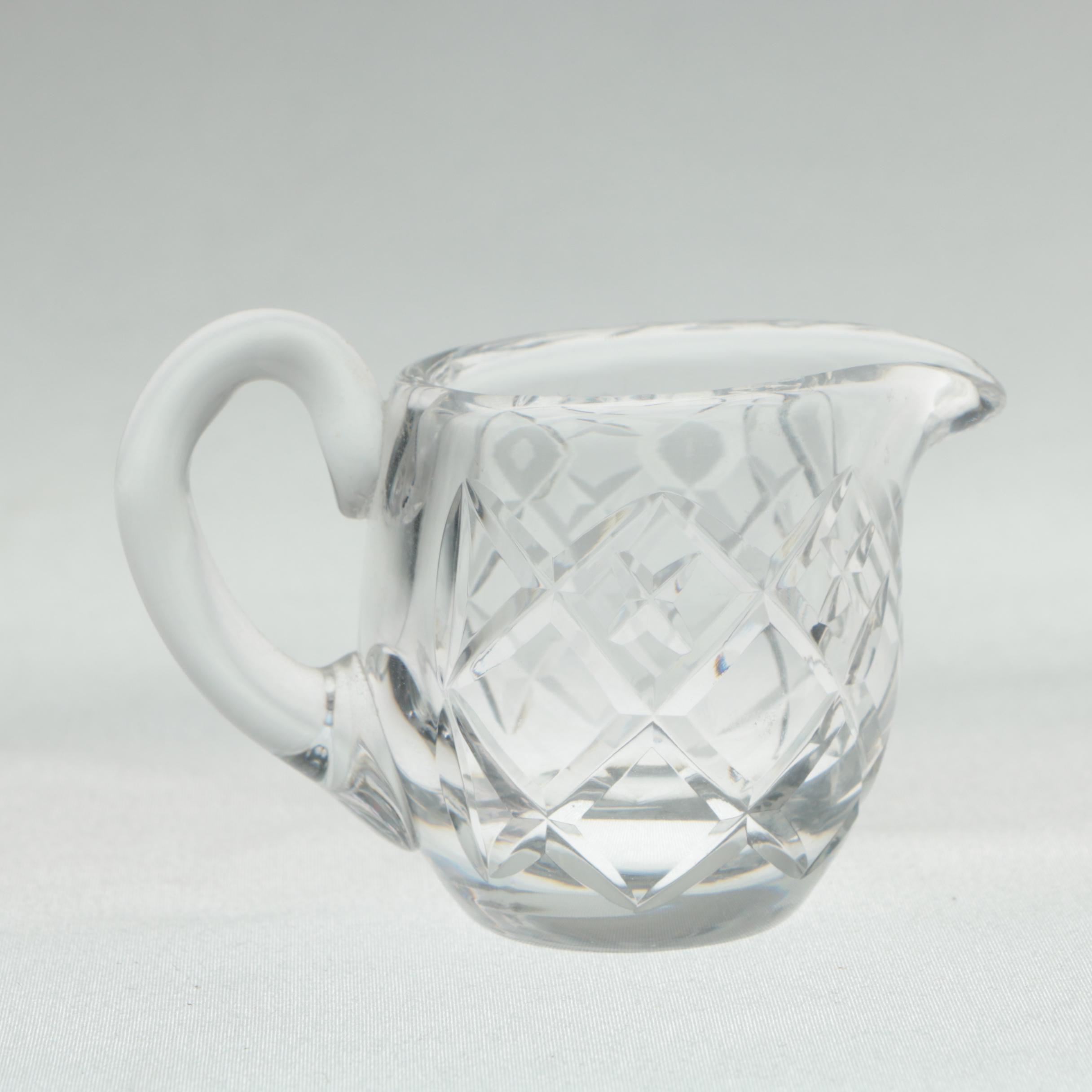 Waterford Crystal Mini Creamer and Open Sugar Bowl with Crystal Tray