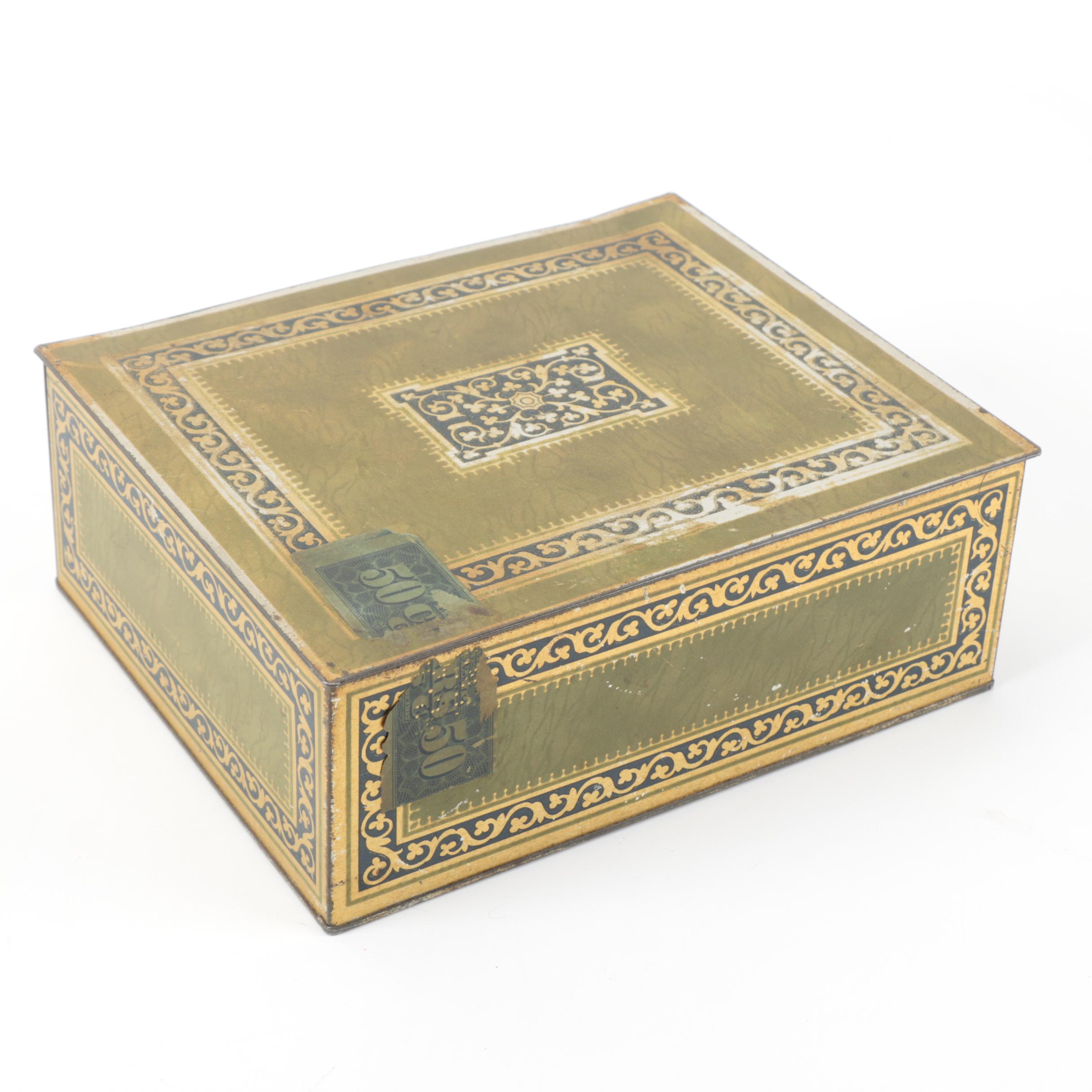 Vintage Robert Burns De Luxe Metal Cigar Box