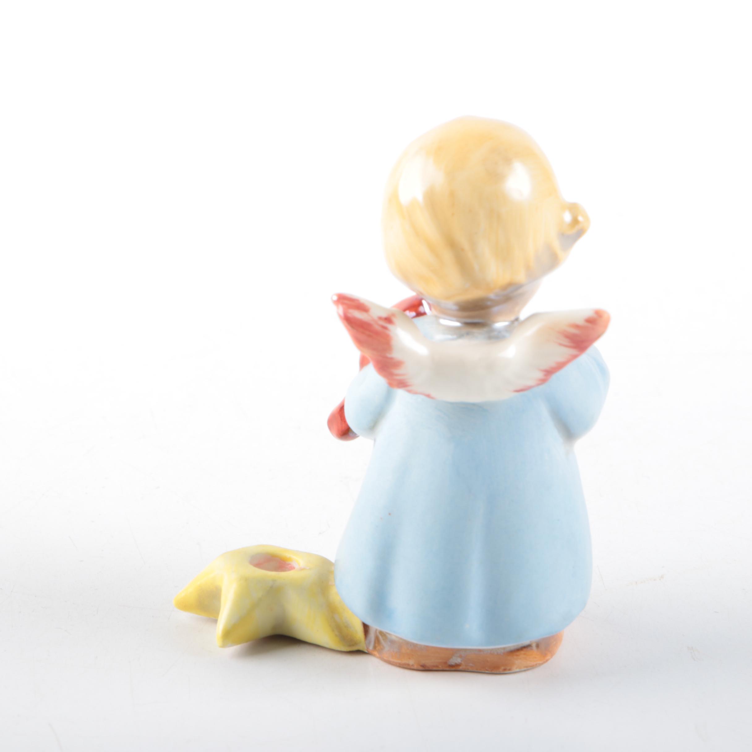 Hummel Porcelain Angels with Musical Instruments Figurine Candleholders