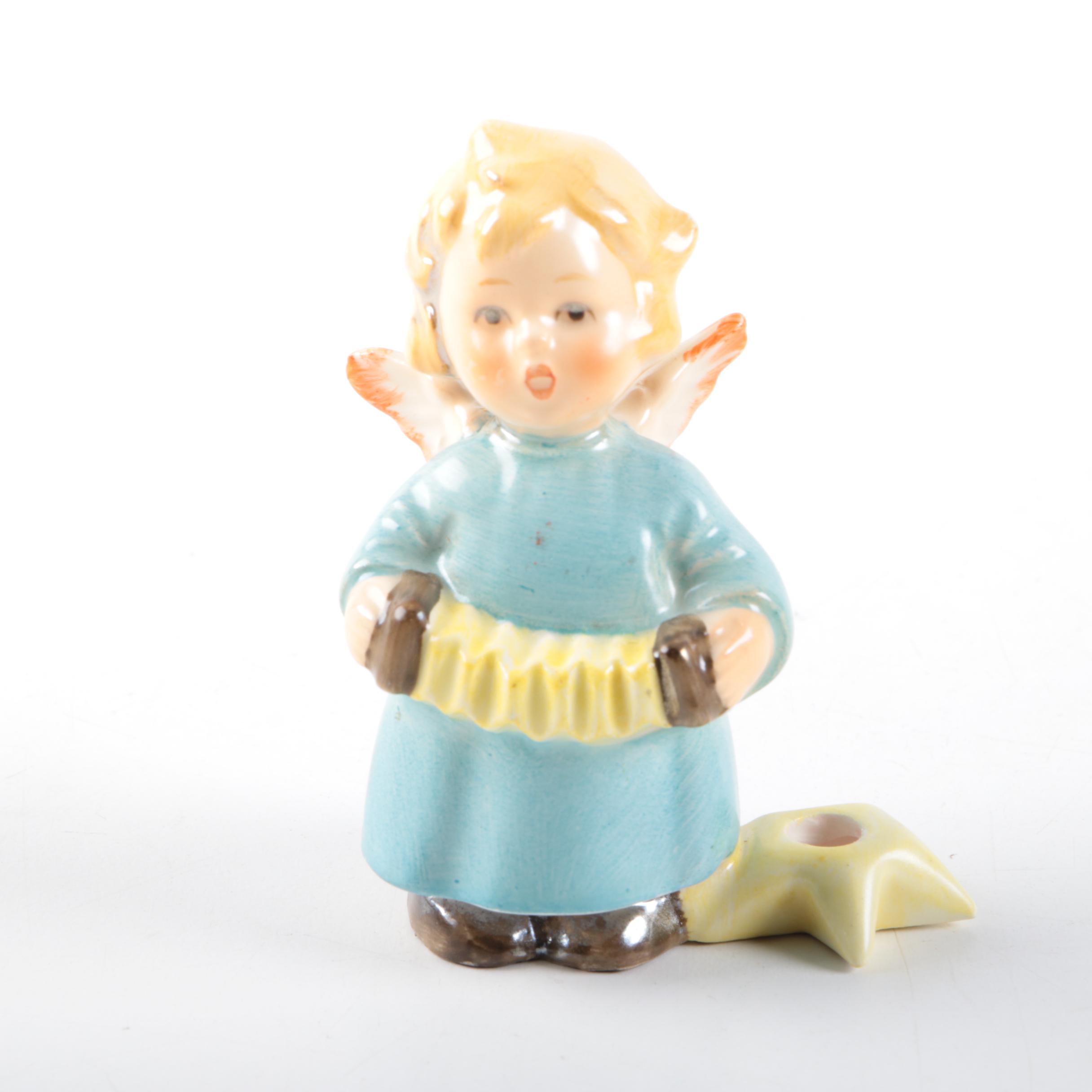 Hummel Porcelain Angels with Musical Instruments Figurine Candleholders