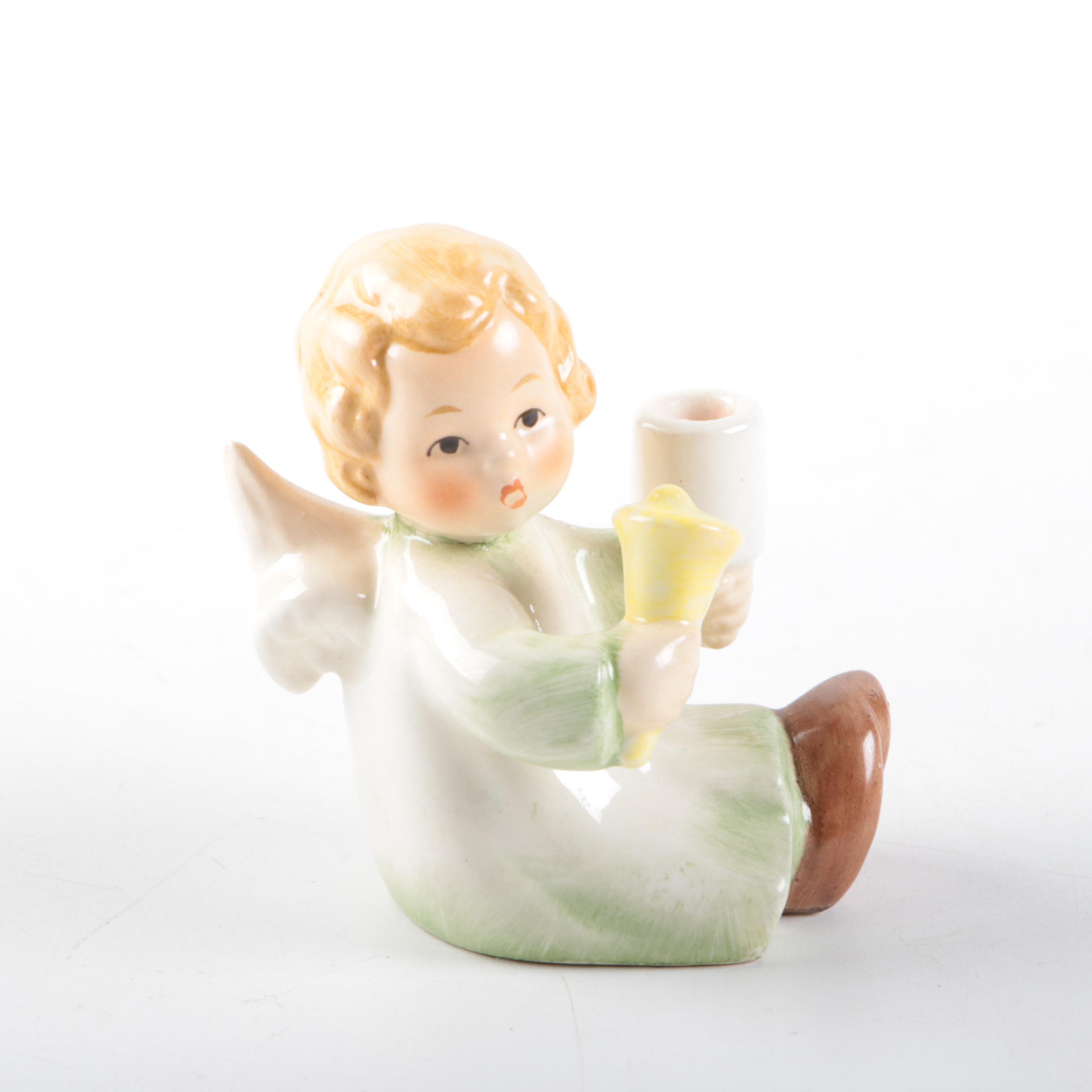 Hummel Porcelain Angels with Musical Instruments Figurine Candleholders