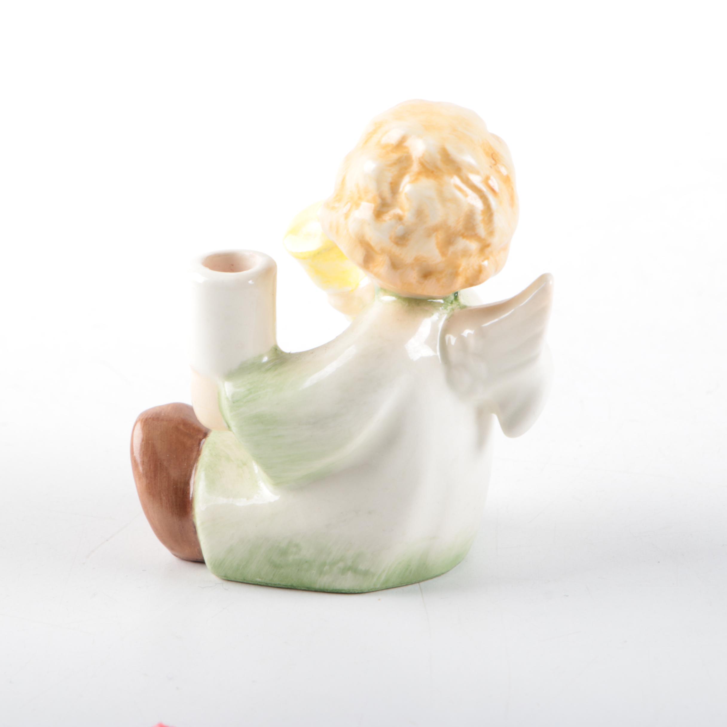 Hummel Porcelain Angels with Musical Instruments Figurine Candleholders