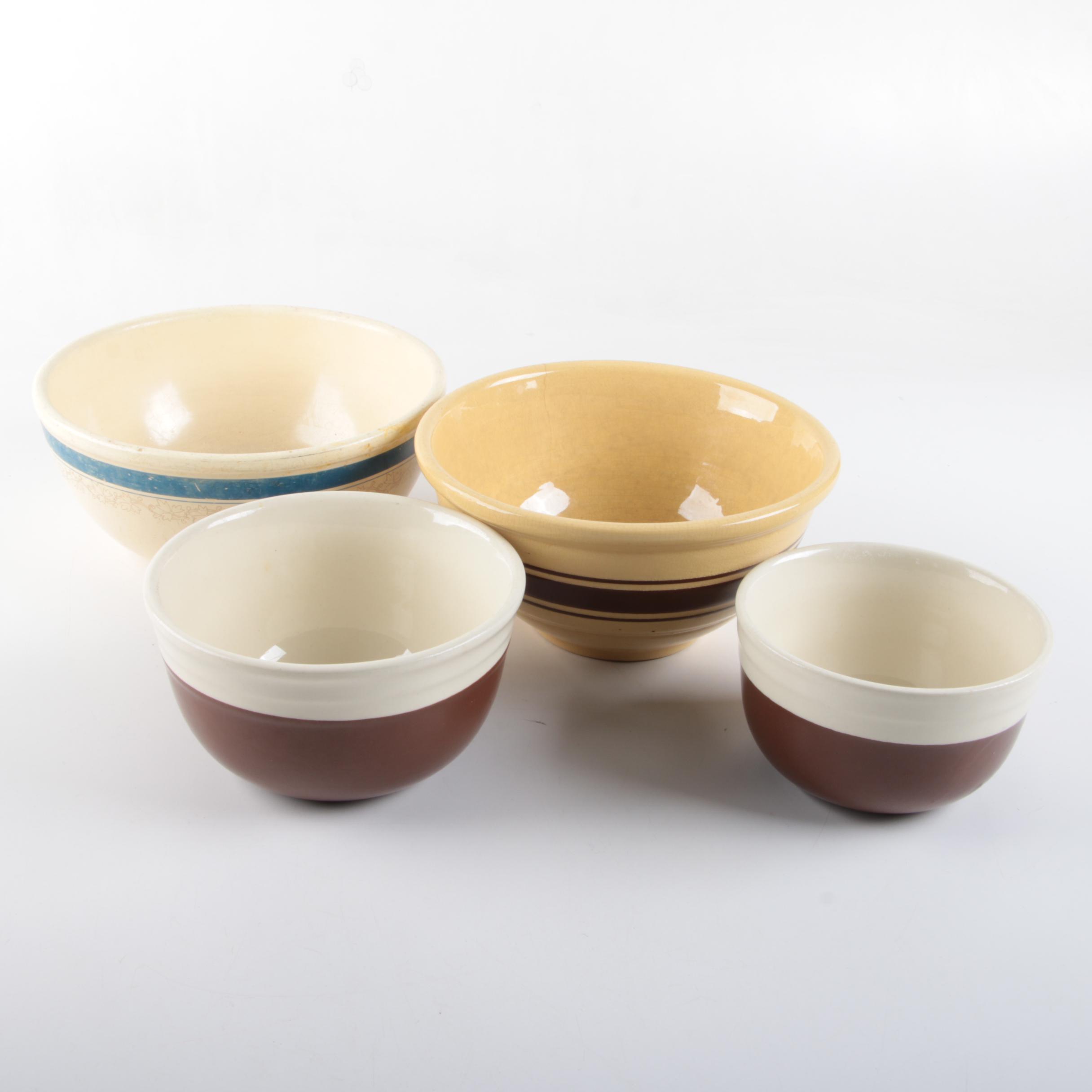Assortment of Stoneware Mixing Bowls