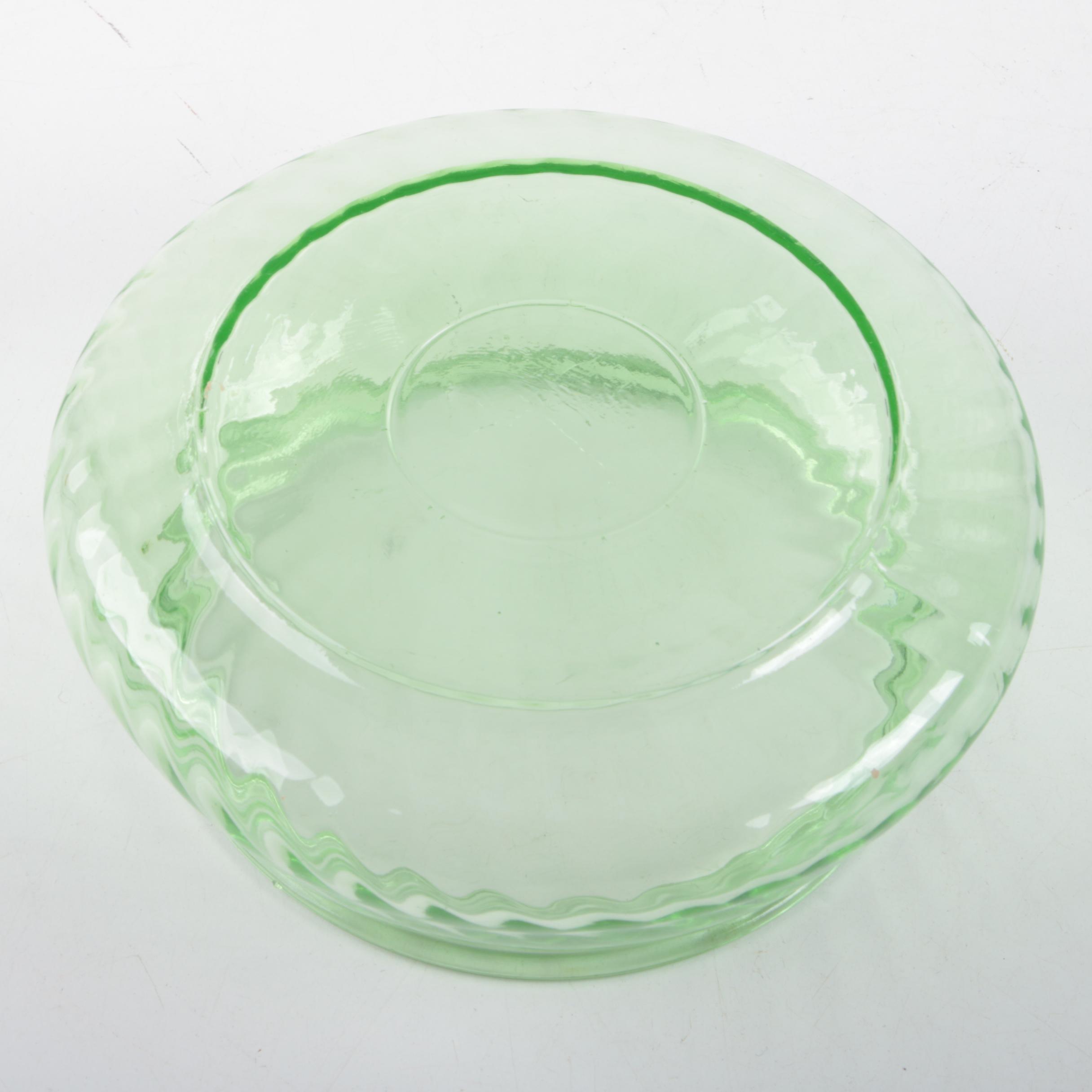 Depression Glass Including Jeannette "Sunflower Green" Cake Plate and More