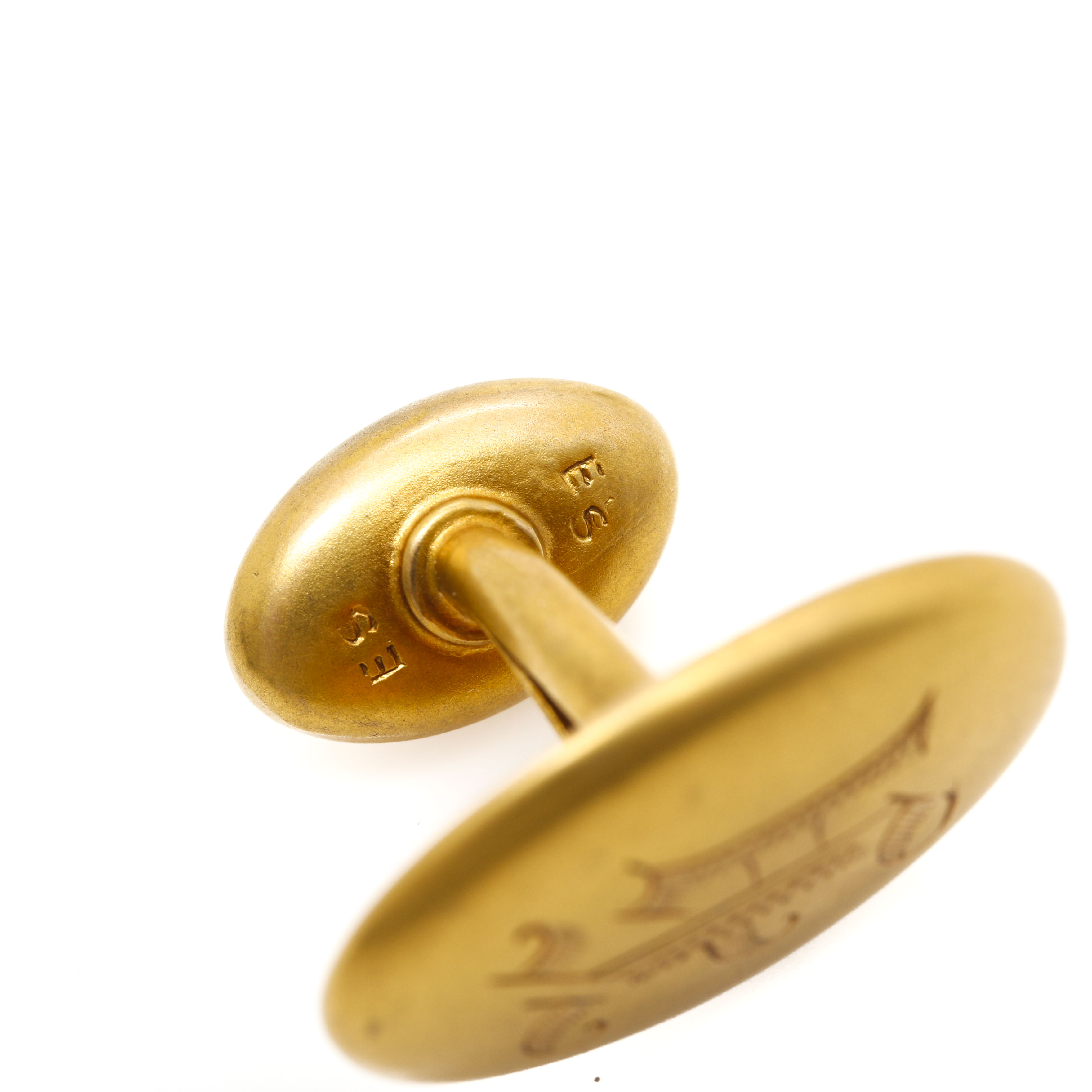 14K Yellow Gold Engraved Cufflinks