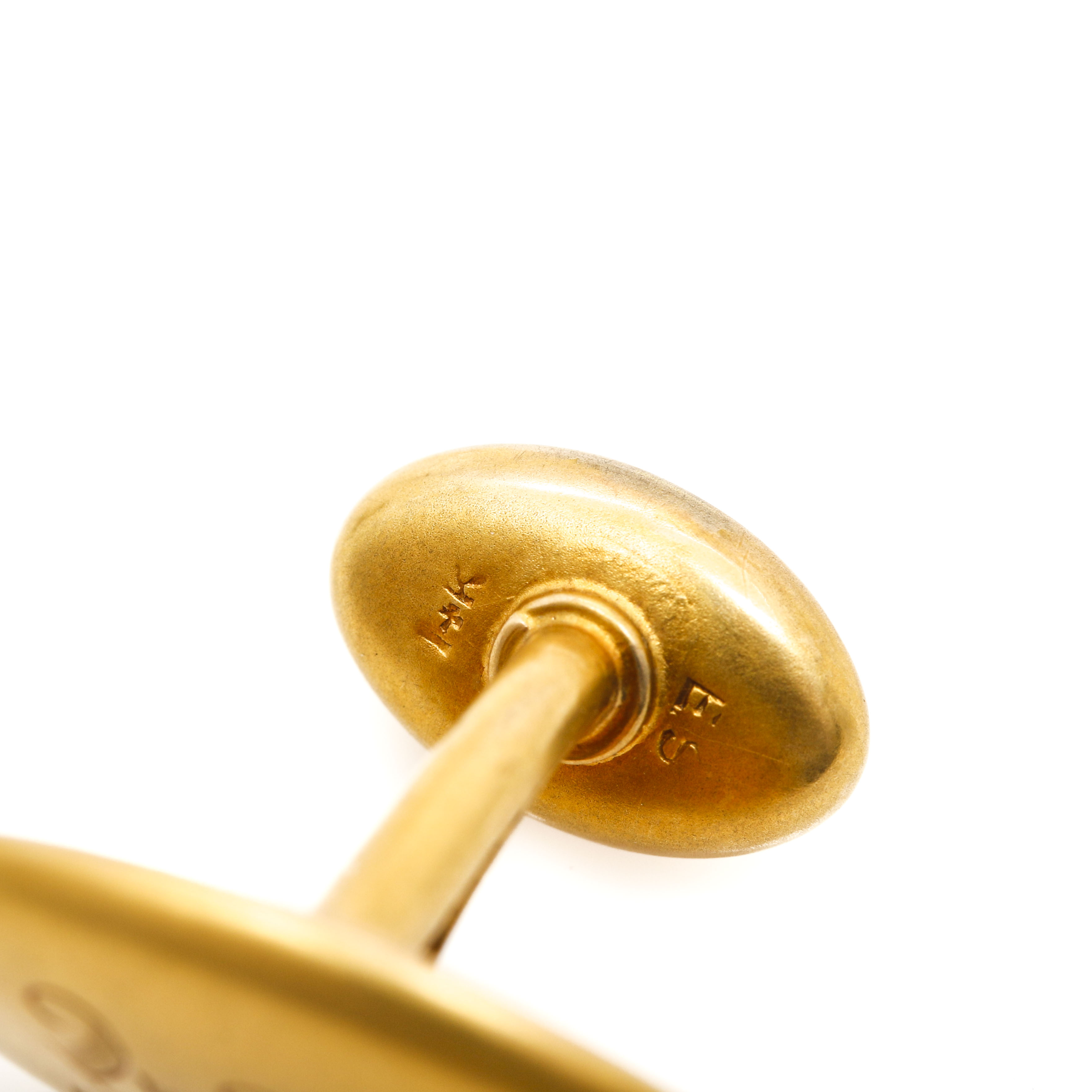 14K Yellow Gold Engraved Cufflinks