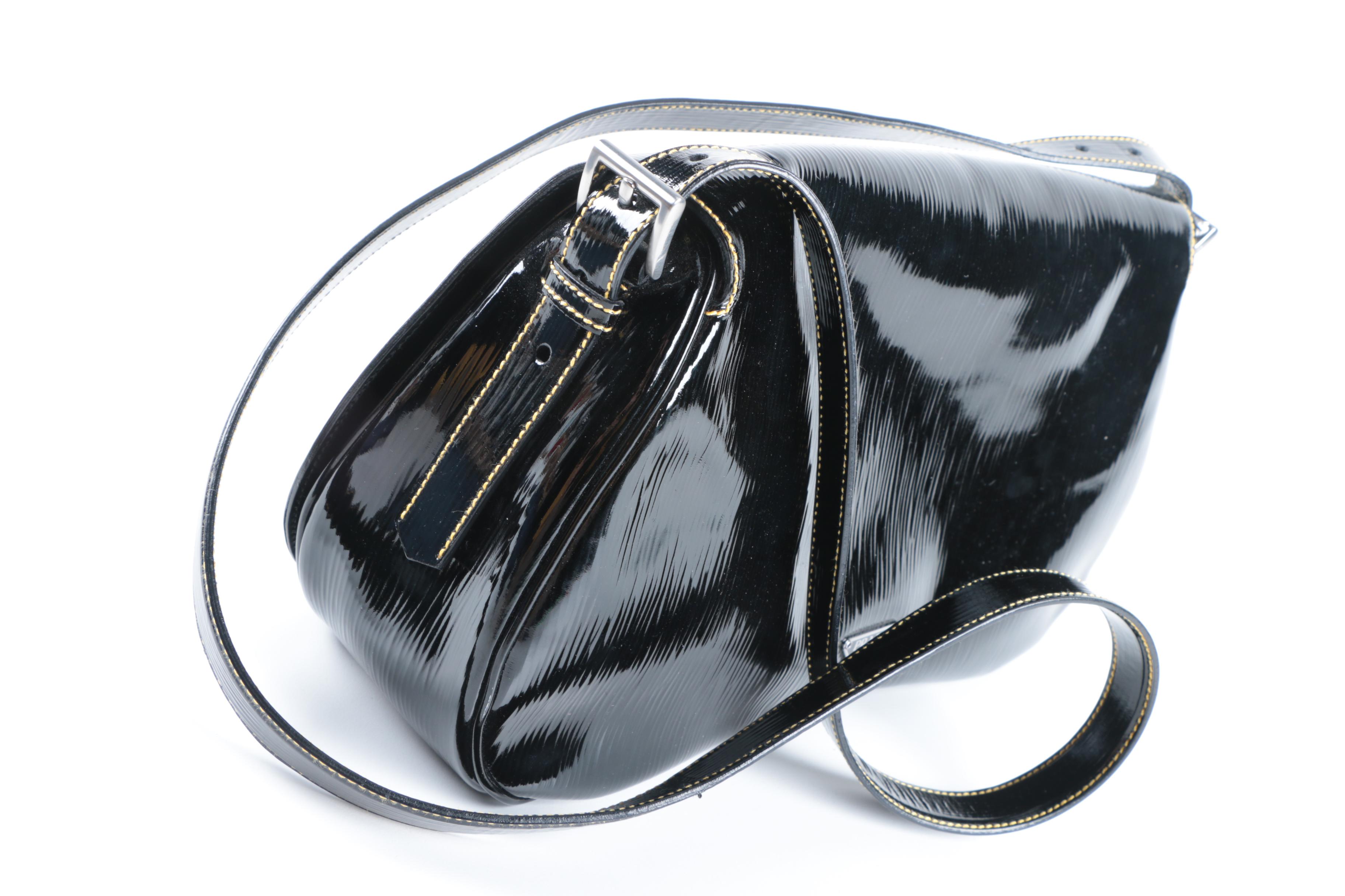 Prada Black Patent Vitello Move Leather Handbag