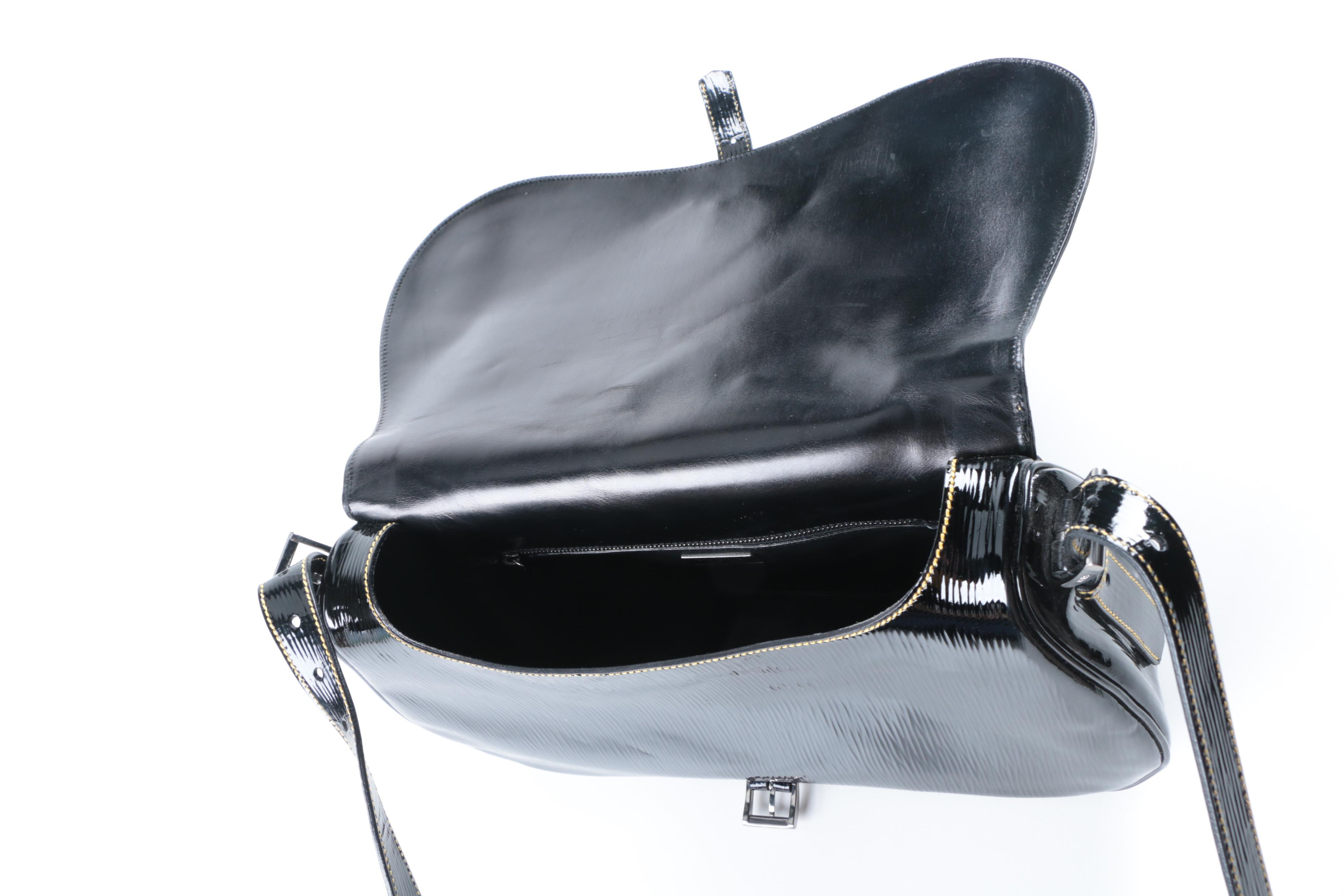 Prada Black Patent Vitello Move Leather Handbag