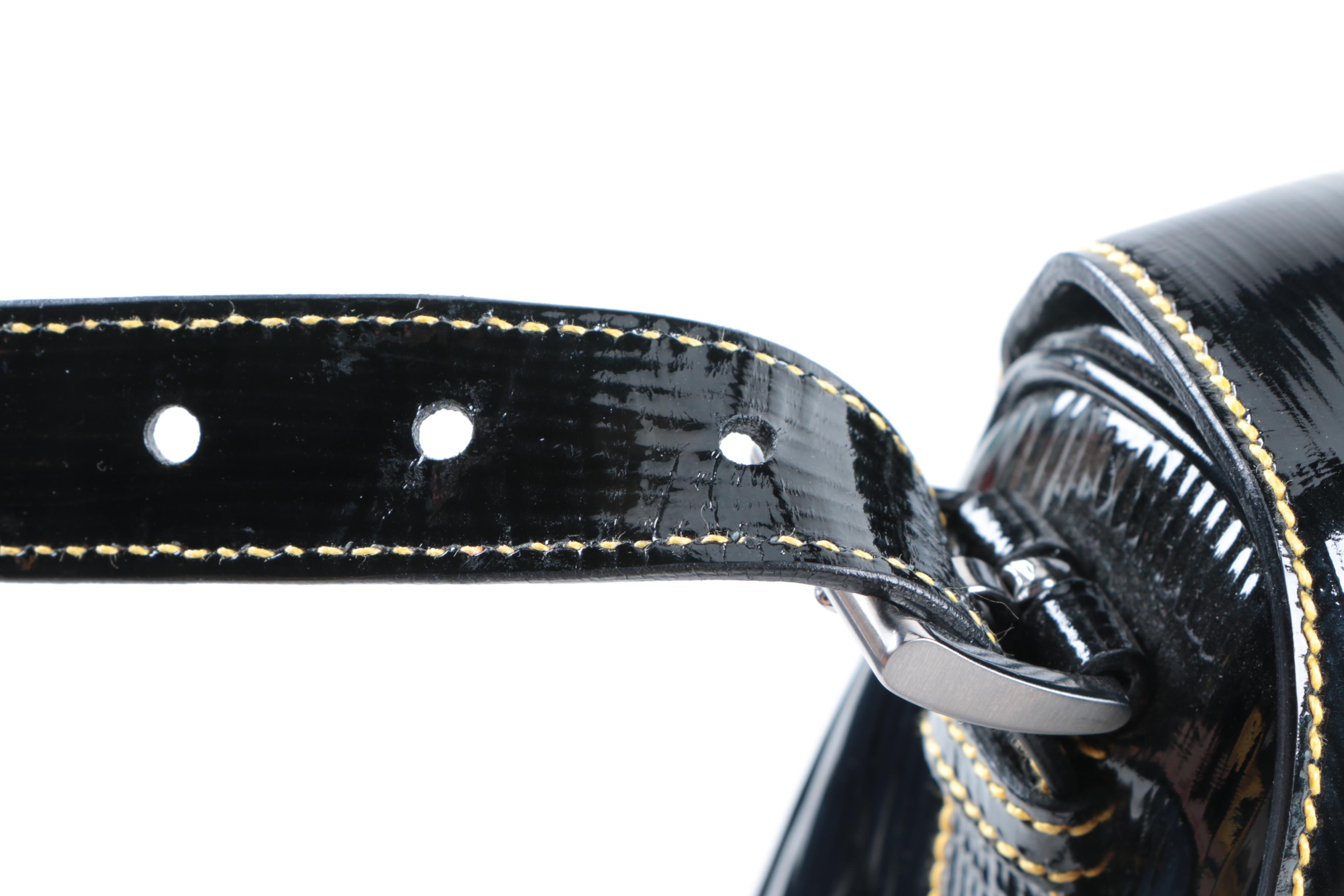 Prada Black Patent Vitello Move Leather Handbag