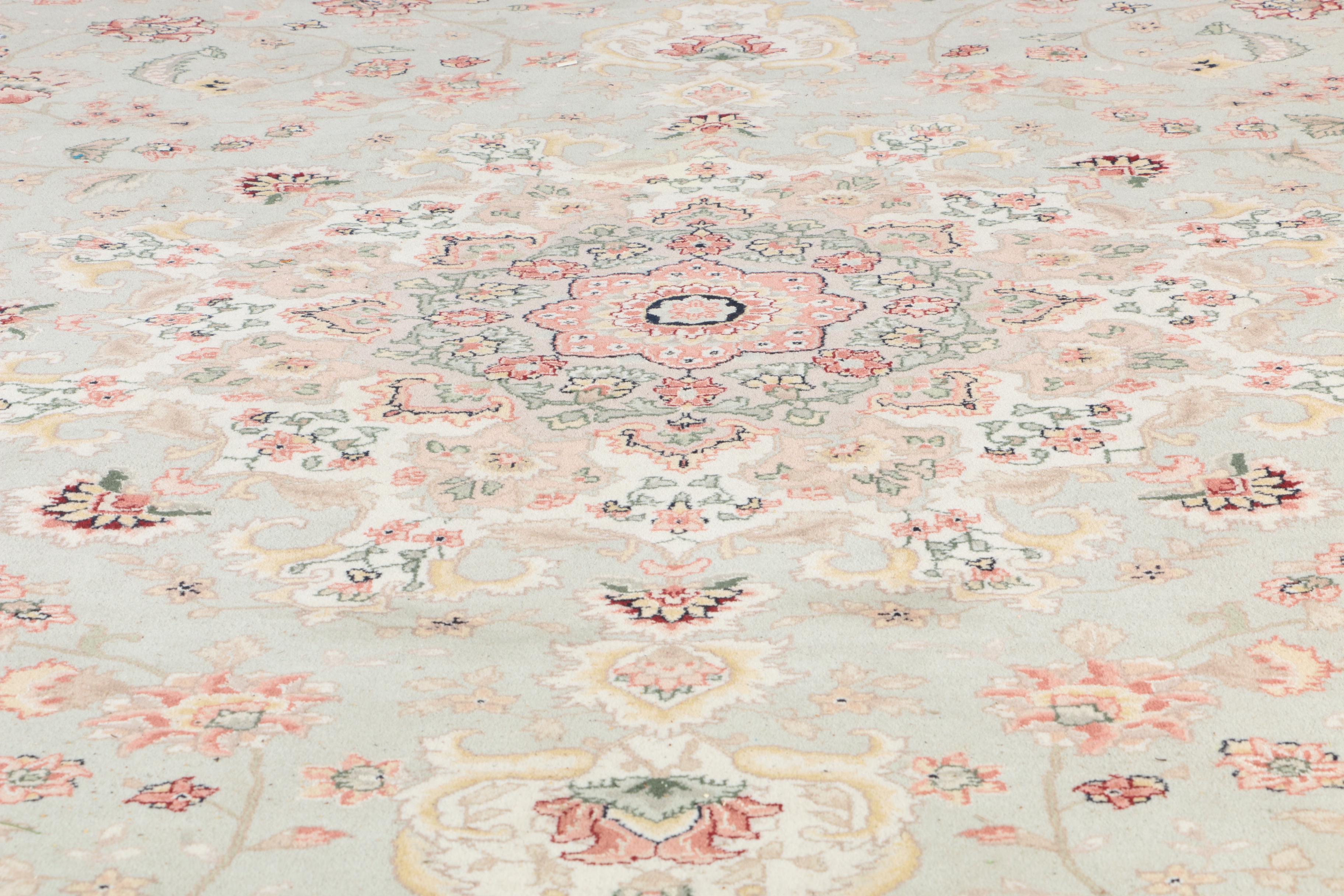 Hand-Knotted Sino-Persian Silk and Wool Area Rug