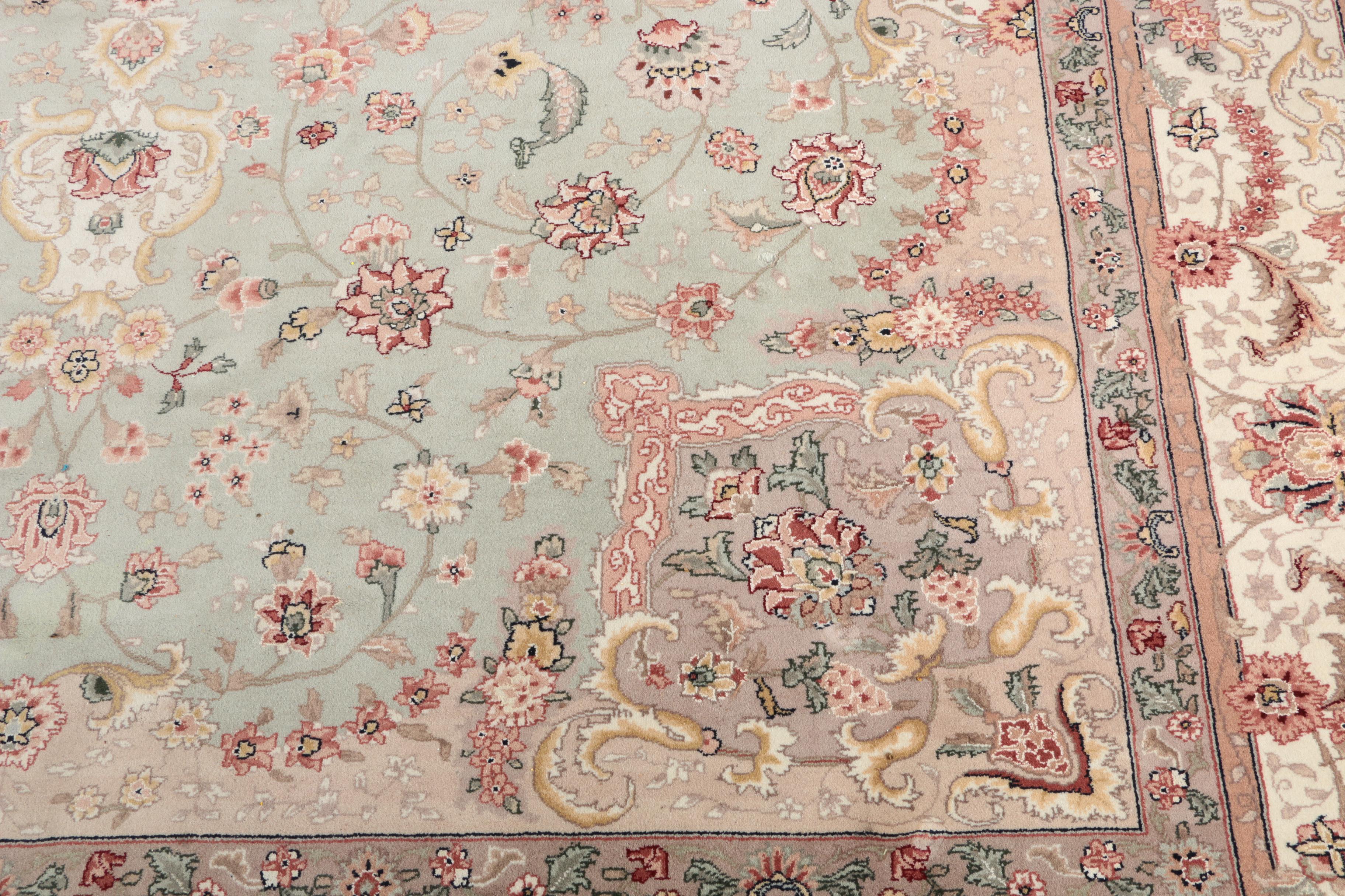 Hand-Knotted Sino-Persian Silk and Wool Area Rug