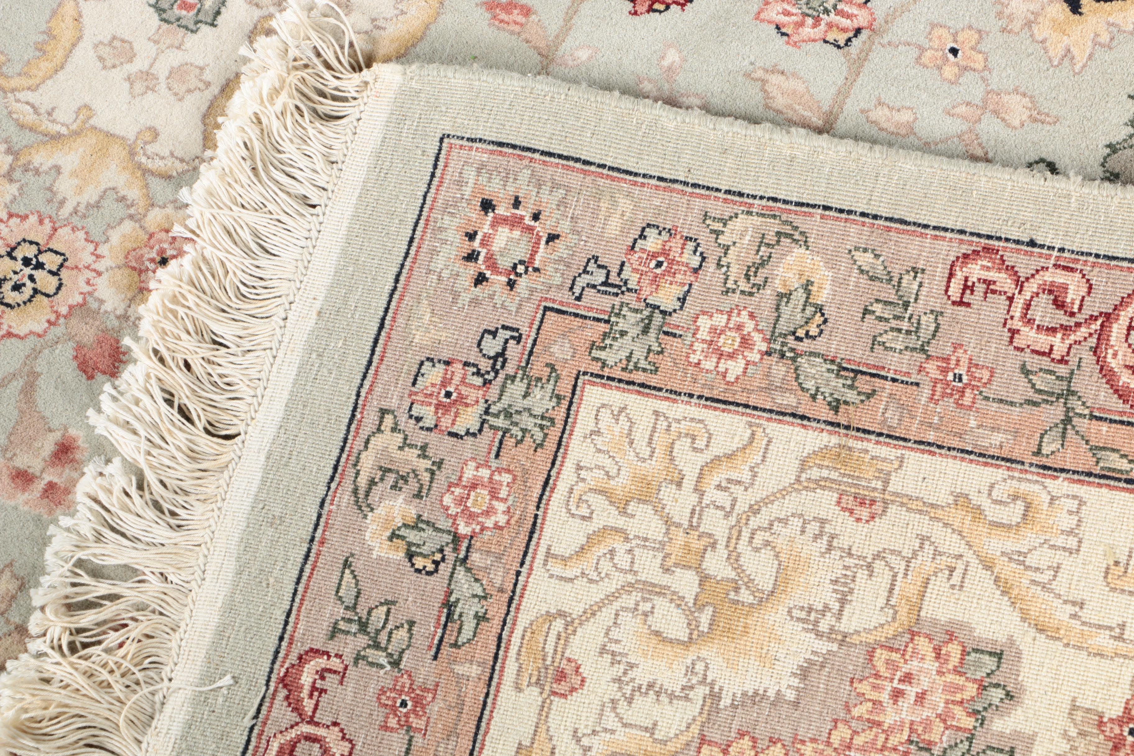 Hand-Knotted Sino-Persian Silk and Wool Area Rug