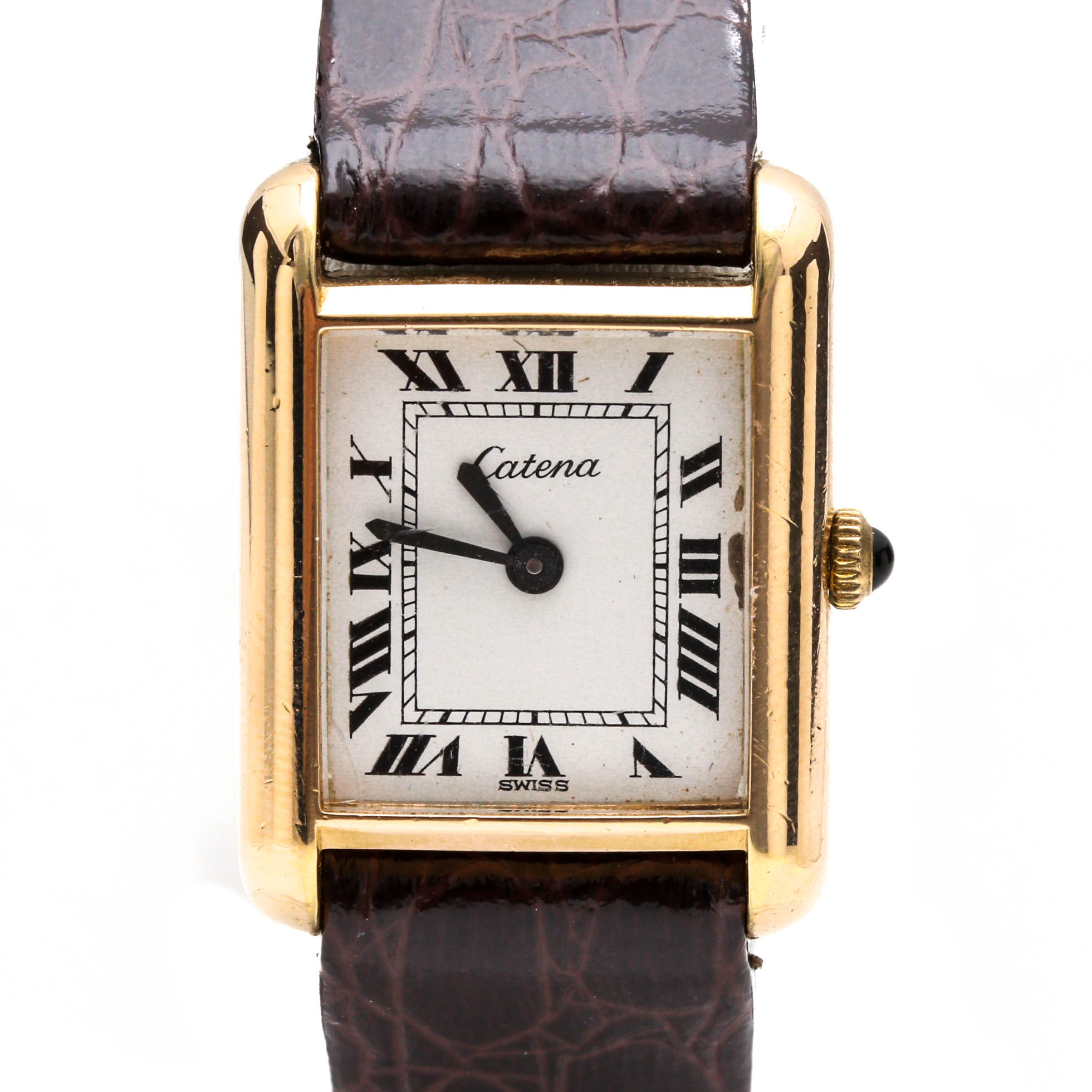 Catena 18K Gold Plated Brown Leather Watch